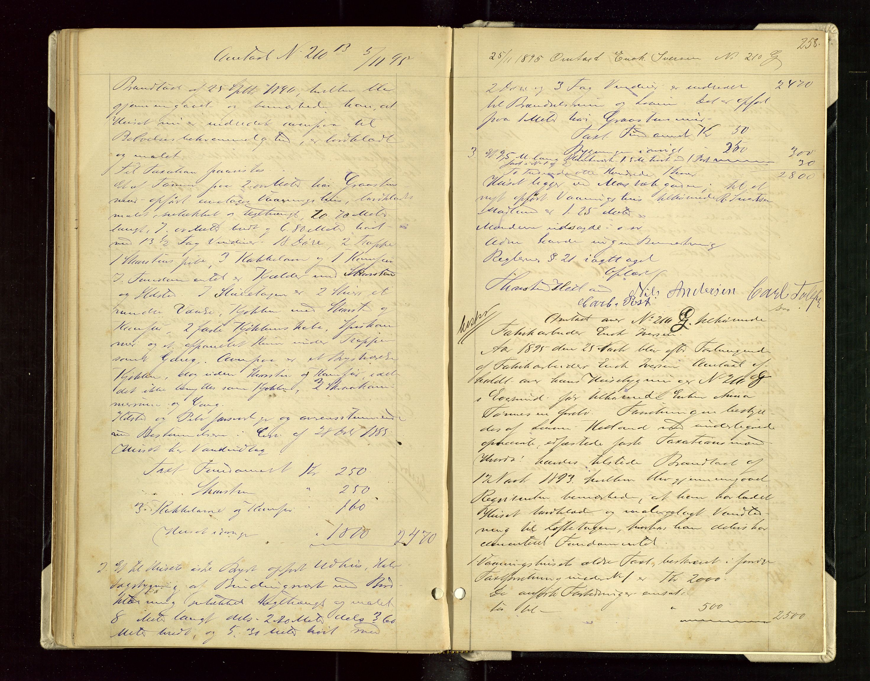 Eigersund lensmannskontor, AV/SAST-A-100171/God/L0004: "Brandtaxationsprotokol", 1886-1895, p. 257b-258a