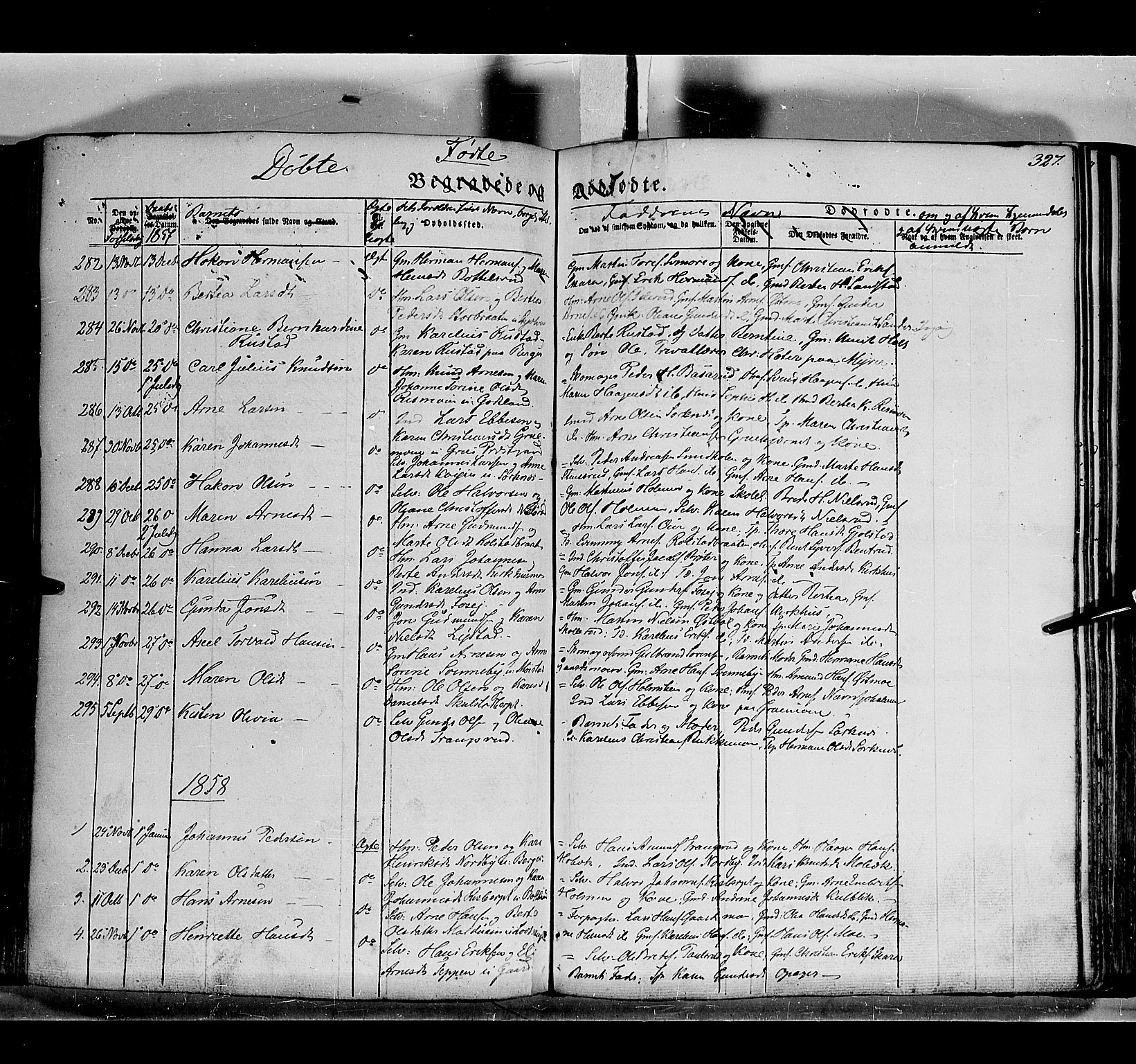 Grue prestekontor, AV/SAH-PREST-036/H/Ha/Haa/L0008: Parish register (official) no. 8, 1847-1858, p. 327