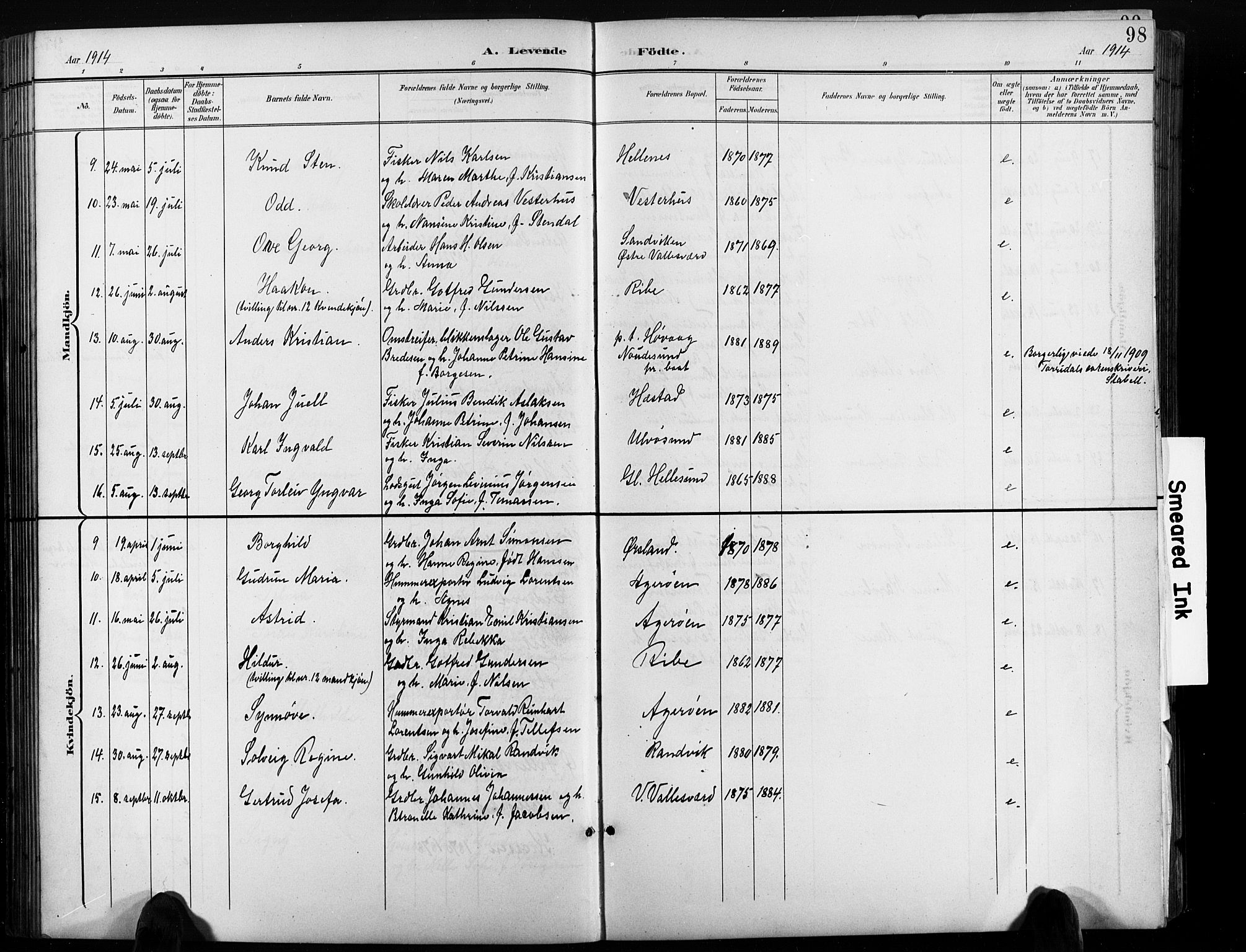 Høvåg sokneprestkontor, AV/SAK-1111-0025/F/Fb/L0005: Parish register (copy) no. B 5, 1898-1929, p. 98