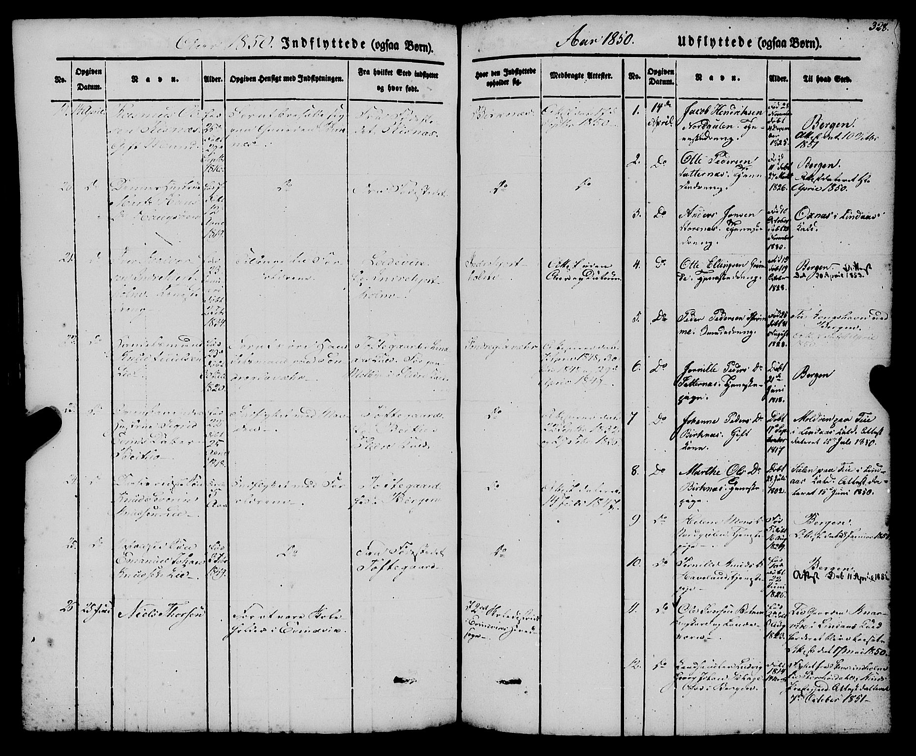 Gulen sokneprestembete, SAB/A-80201/H/Haa/Haaa/L0021: Parish register (official) no. A 21, 1848-1858, p. 328