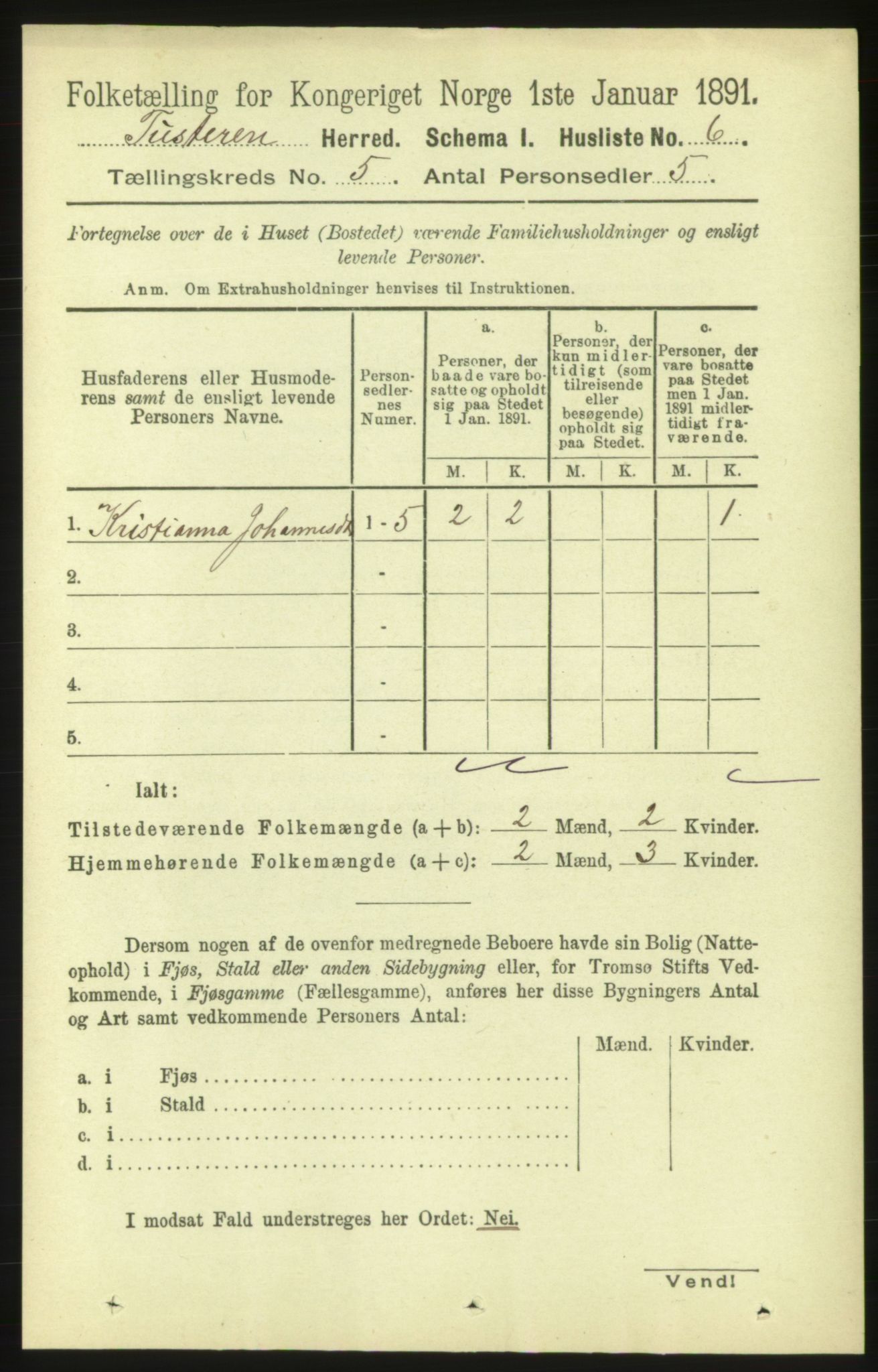 RA, 1891 census for 1572 Tustna, 1891, p. 1691