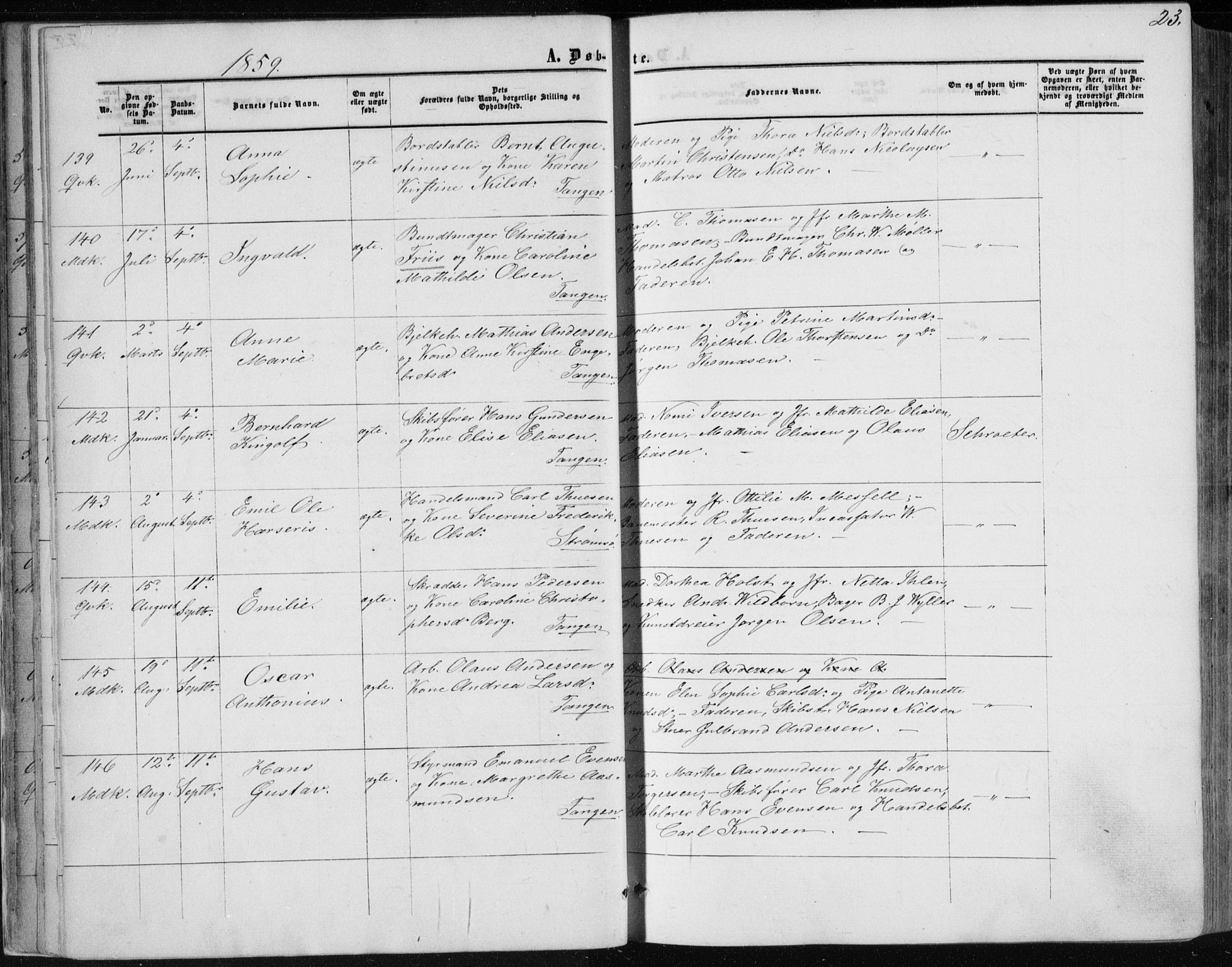 Strømsø kirkebøker, AV/SAKO-A-246/F/Fa/L0015: Parish register (official) no. I 15, 1859-1868, p. 23