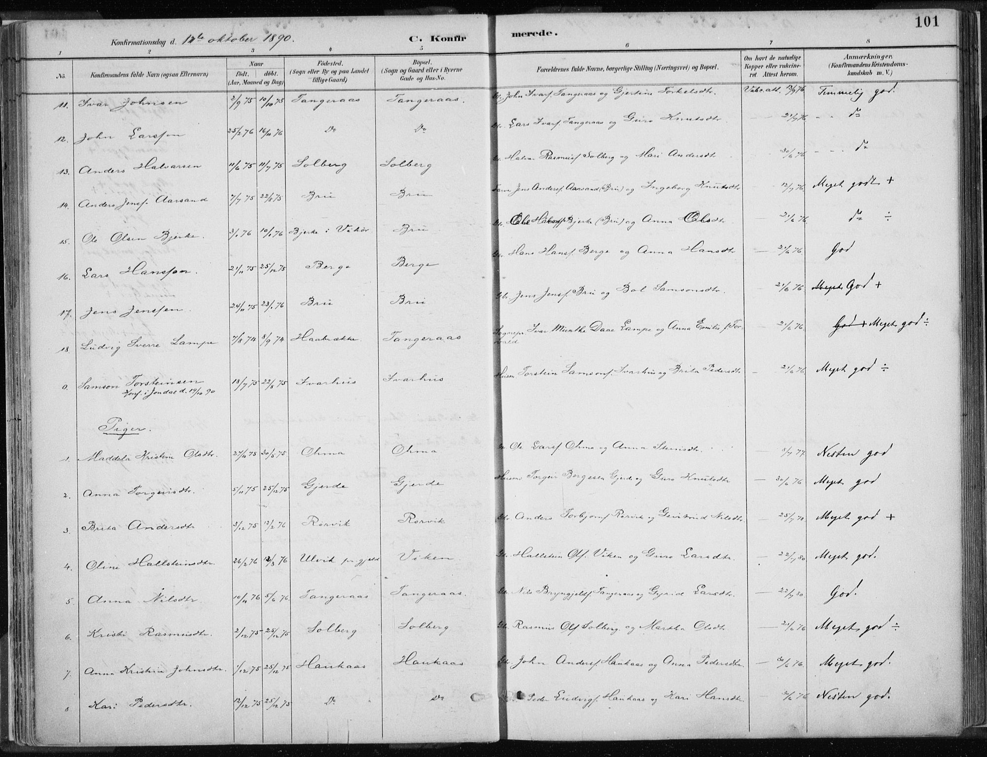 Strandebarm sokneprestembete, AV/SAB-A-78401/H/Haa: Parish register (official) no. B  1, 1886-1908, p. 101