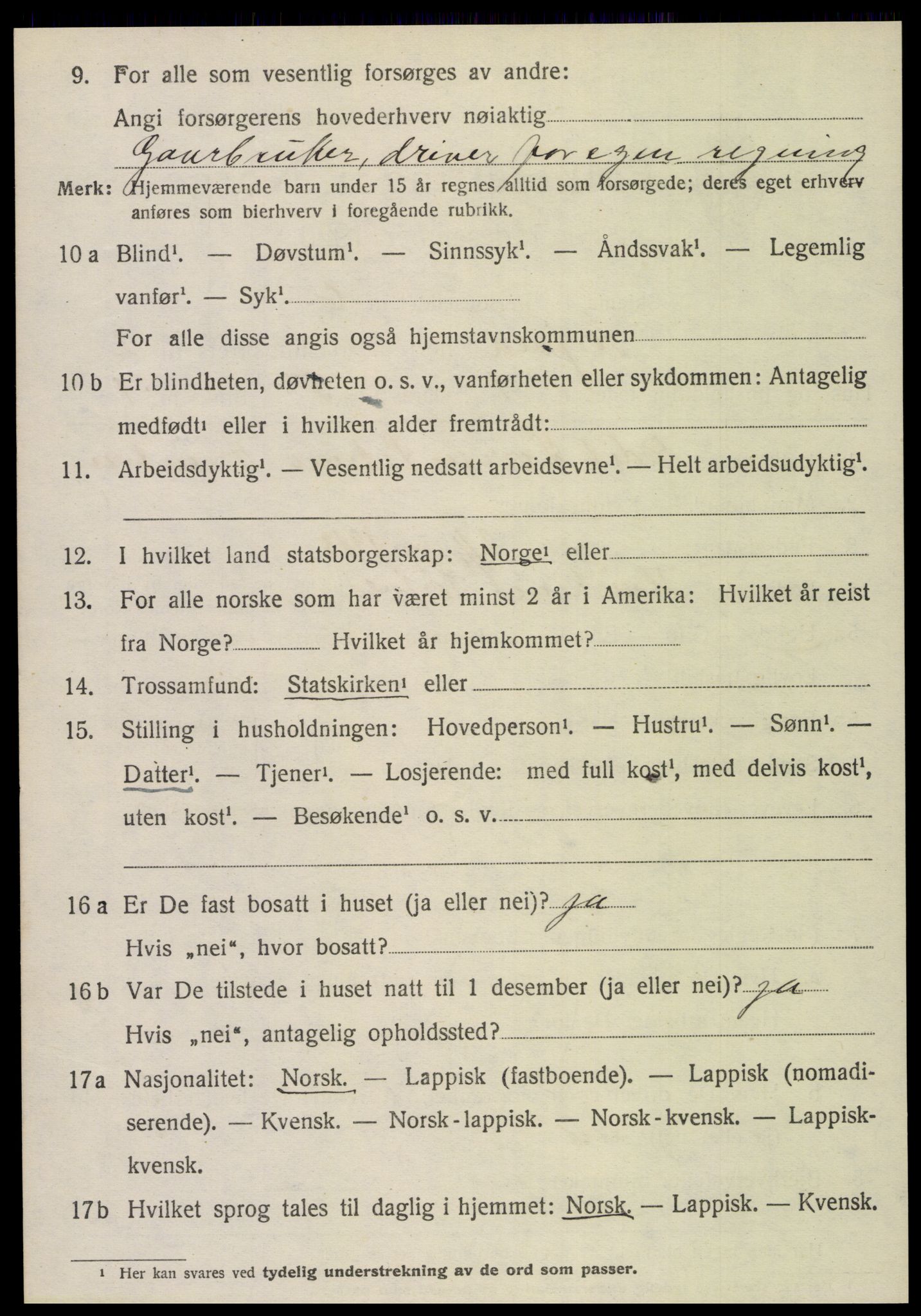 SAT, 1920 census for Sørfold, 1920, p. 1352