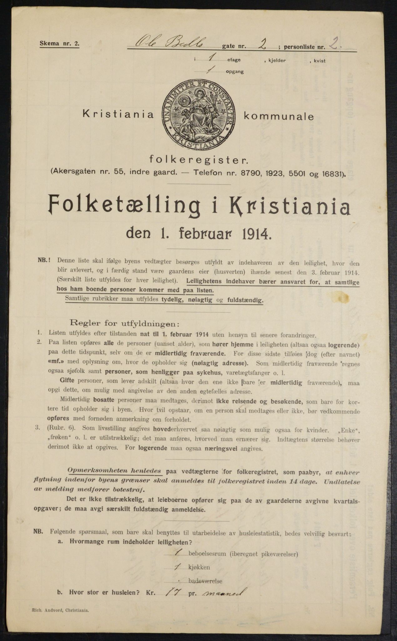 OBA, Municipal Census 1914 for Kristiania, 1914, p. 75452