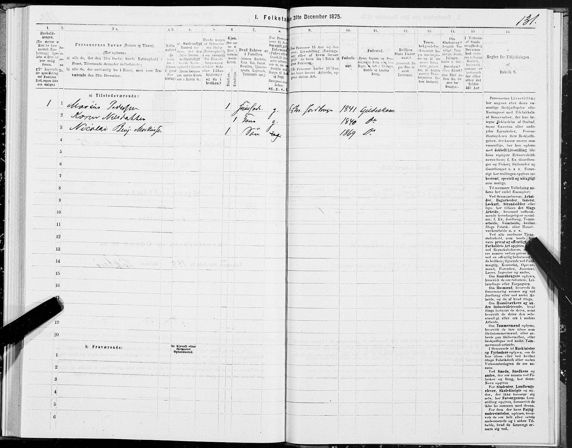 SAT, 1875 census for 1838P Gildeskål, 1875, p. 4131