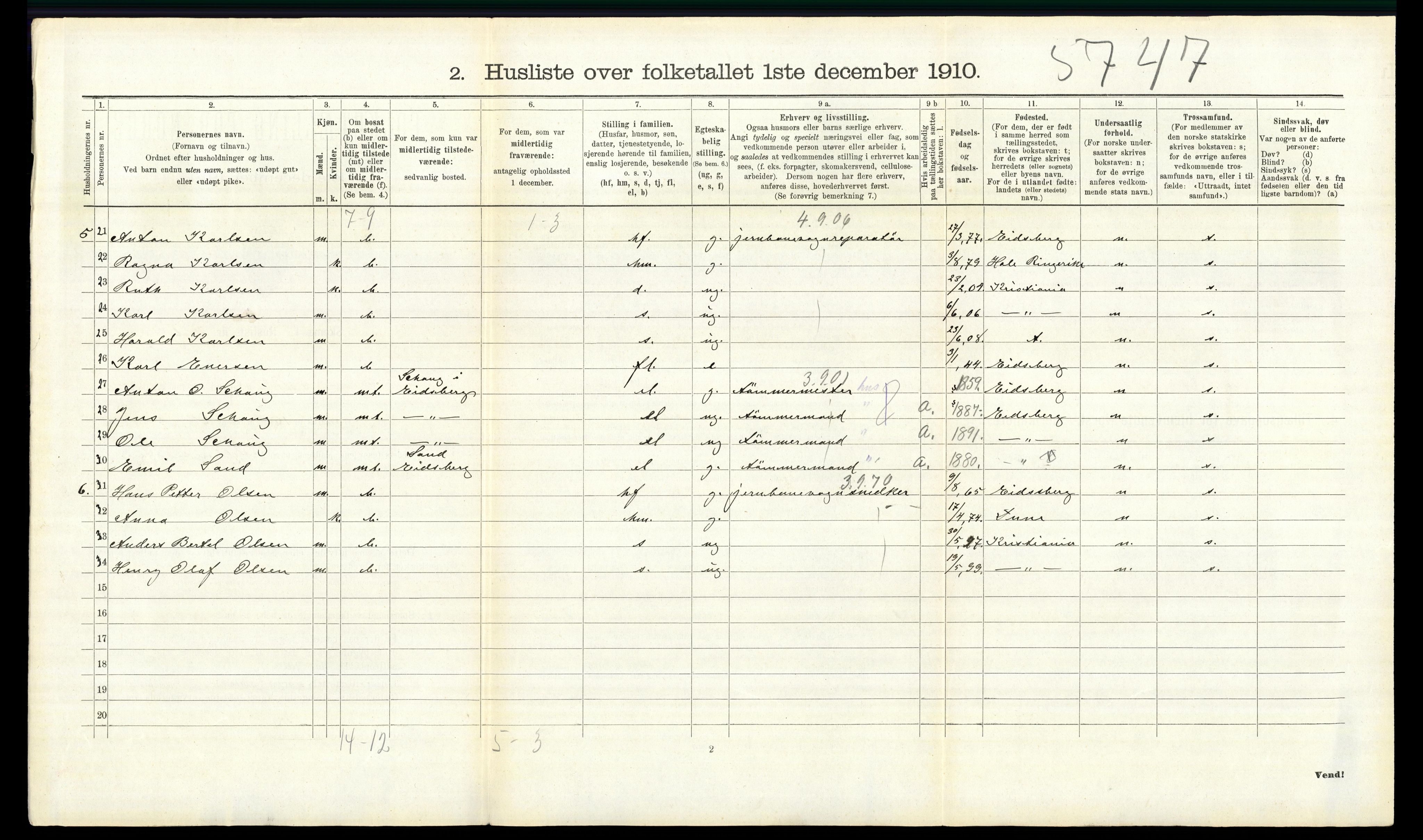 RA, 1910 census for Aker, 1910, p. 4664