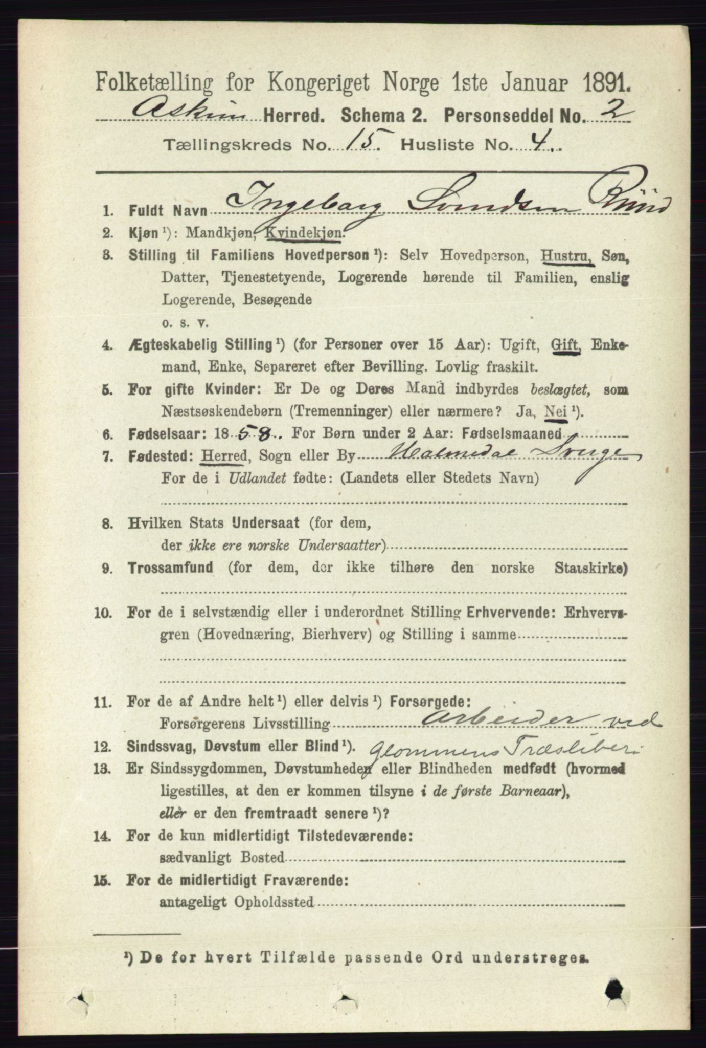 RA, 1891 census for 0124 Askim, 1891, p. 2452