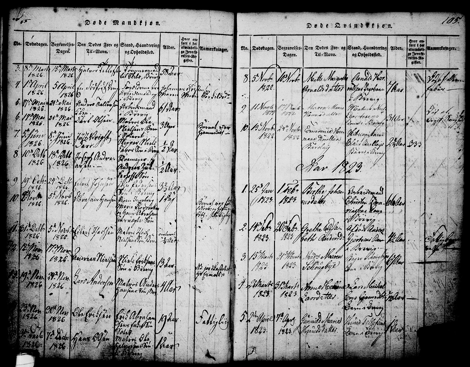 Brevik kirkebøker, SAKO/A-255/G/Ga/L0001: Parish register (copy) no. 1, 1814-1845, p. 105