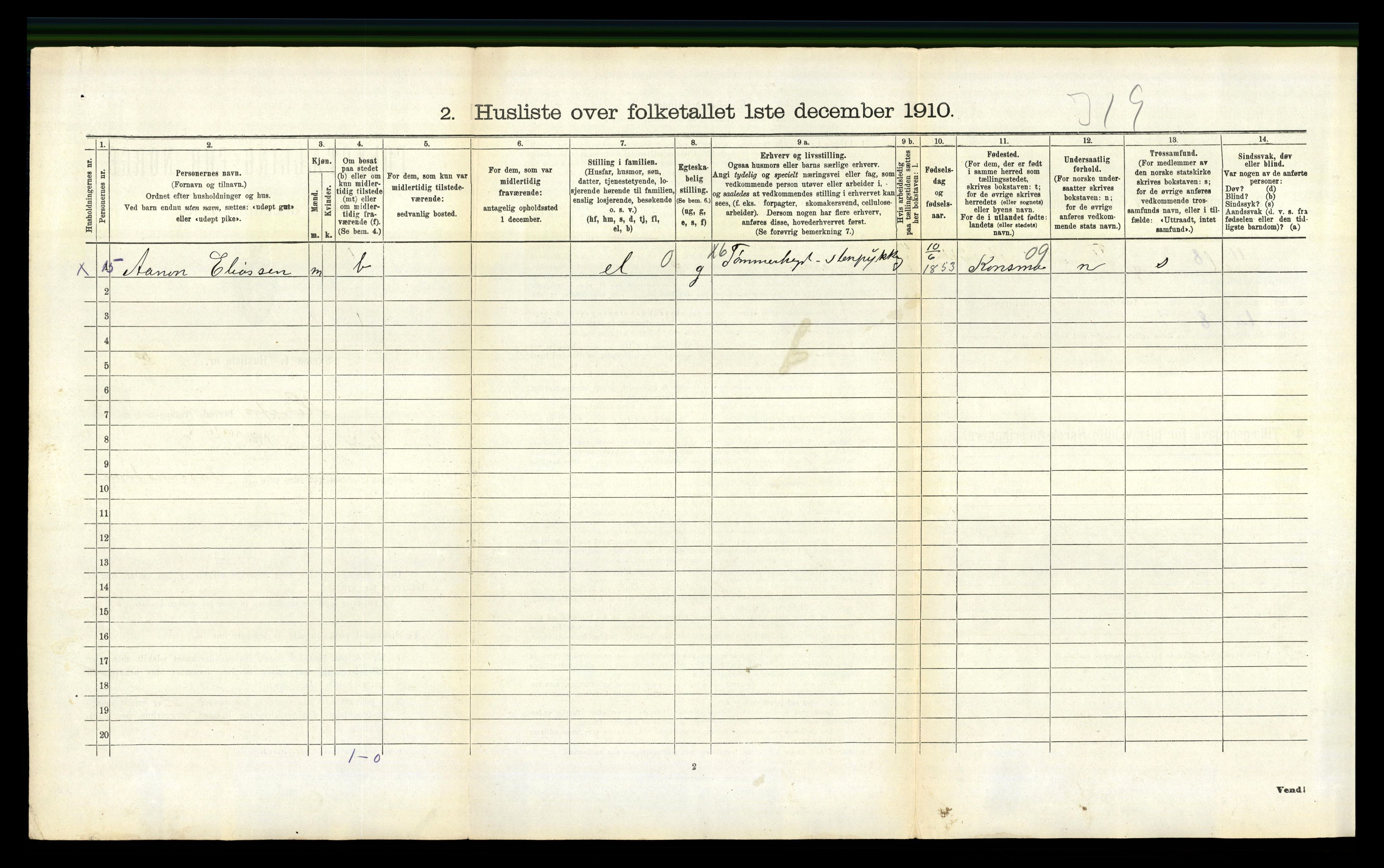 RA, 1910 census for Herefoss, 1910, p. 138