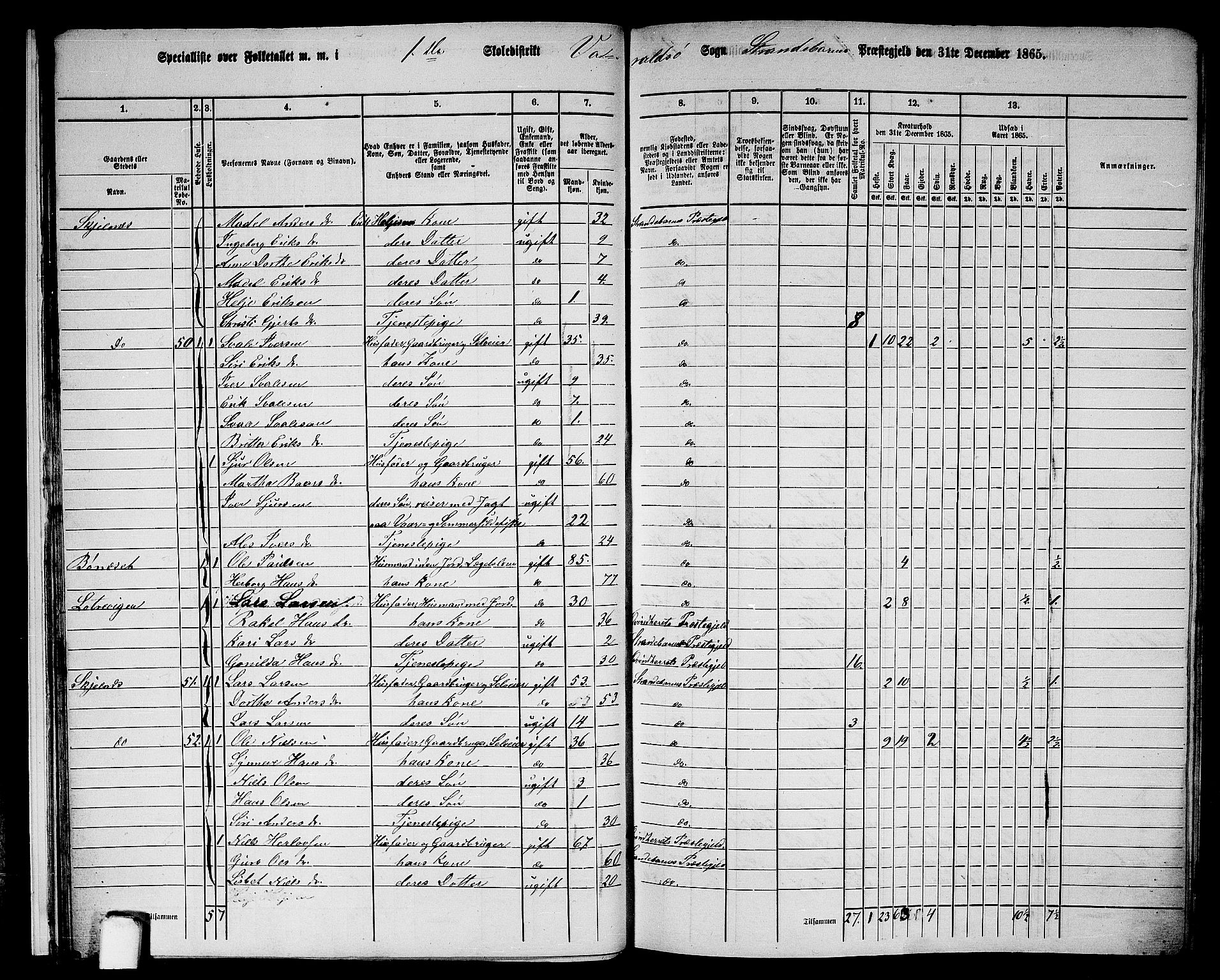 RA, 1865 census for Strandebarm, 1865, p. 16