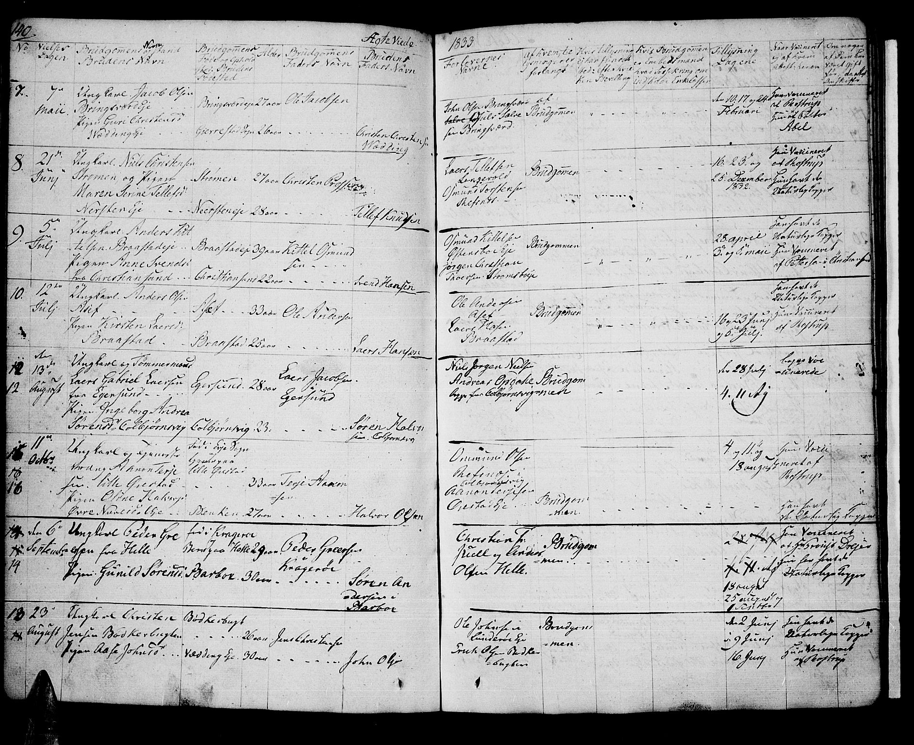 Øyestad sokneprestkontor, AV/SAK-1111-0049/F/Fb/L0005: Parish register (copy) no. B 5, 1833-1843, p. 140