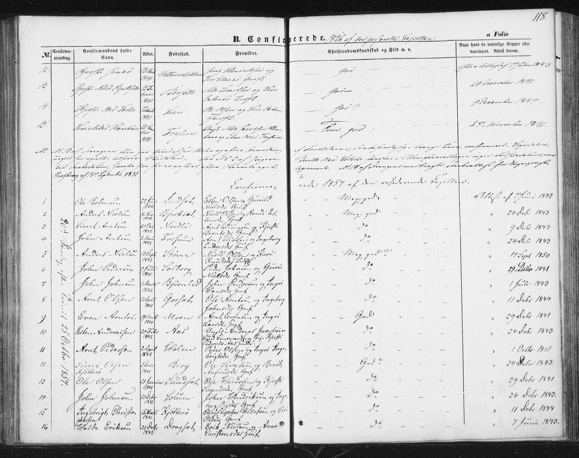 Ministerialprotokoller, klokkerbøker og fødselsregistre - Sør-Trøndelag, AV/SAT-A-1456/689/L1038: Parish register (official) no. 689A03, 1848-1872, p. 118