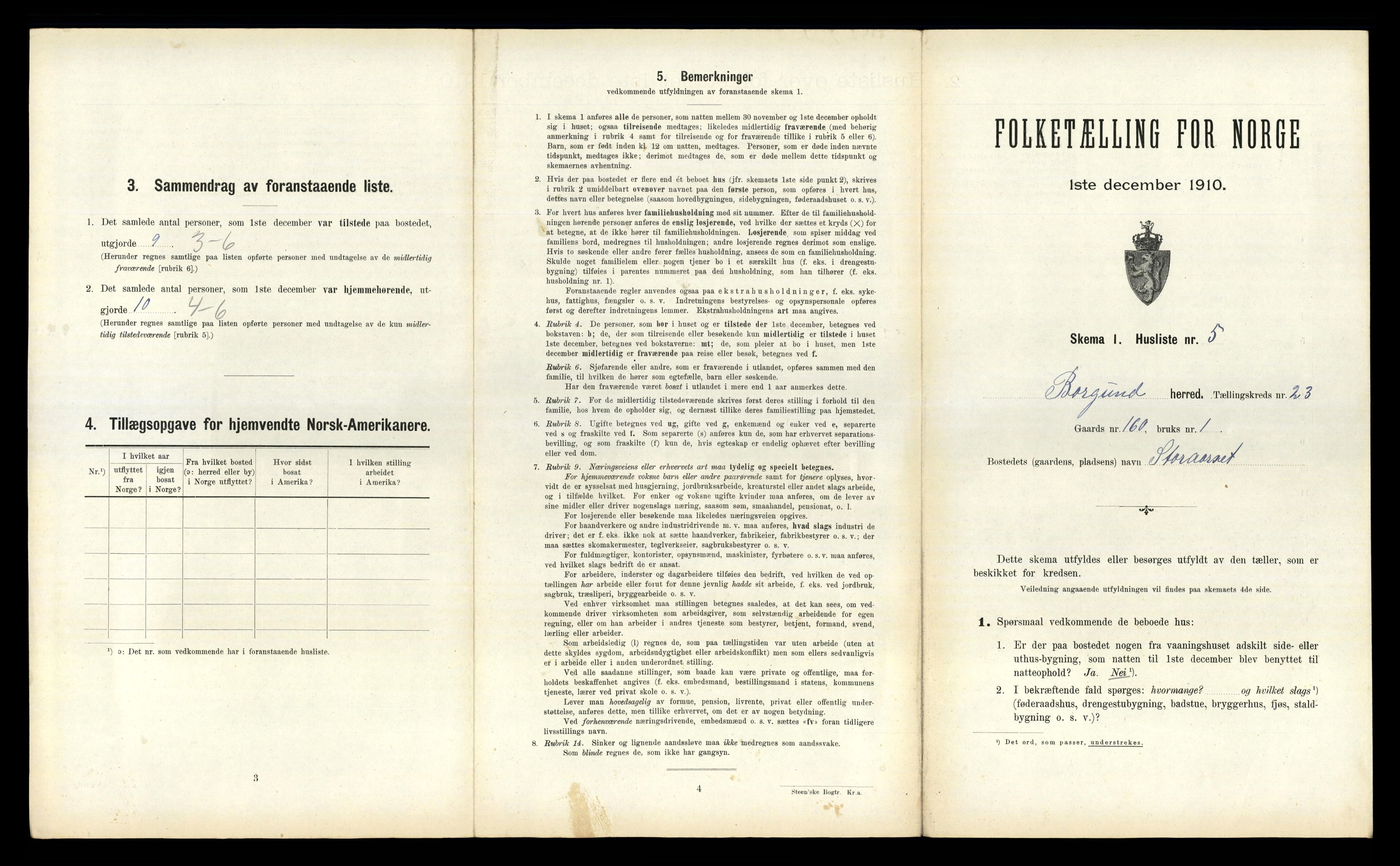 RA, 1910 census for Borgund, 1910, p. 1767