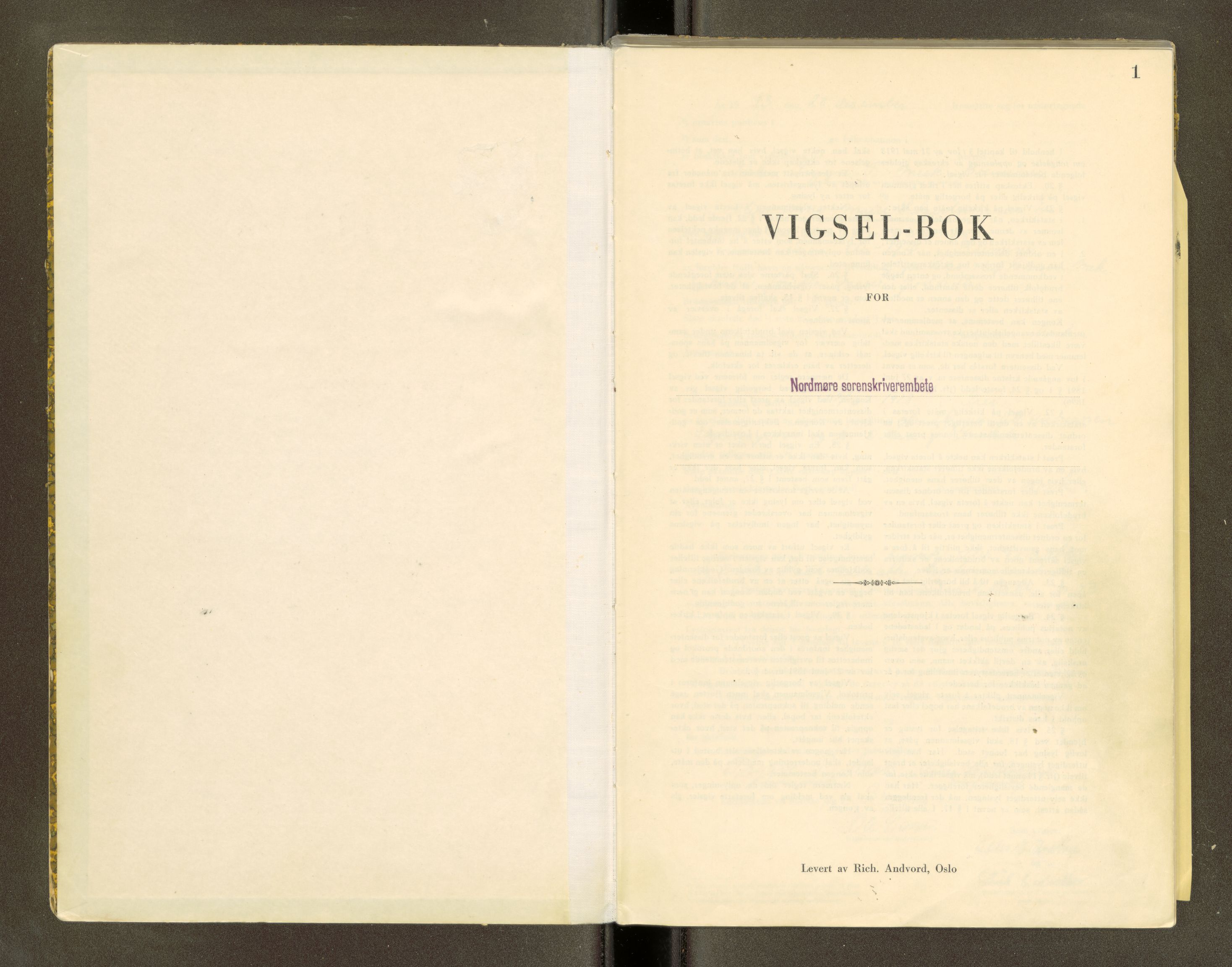 Nordmøre sorenskriveri, SAT/A-4132/1/6/6D/L0003: Vigselsbok, 1943-1944, p. 1
