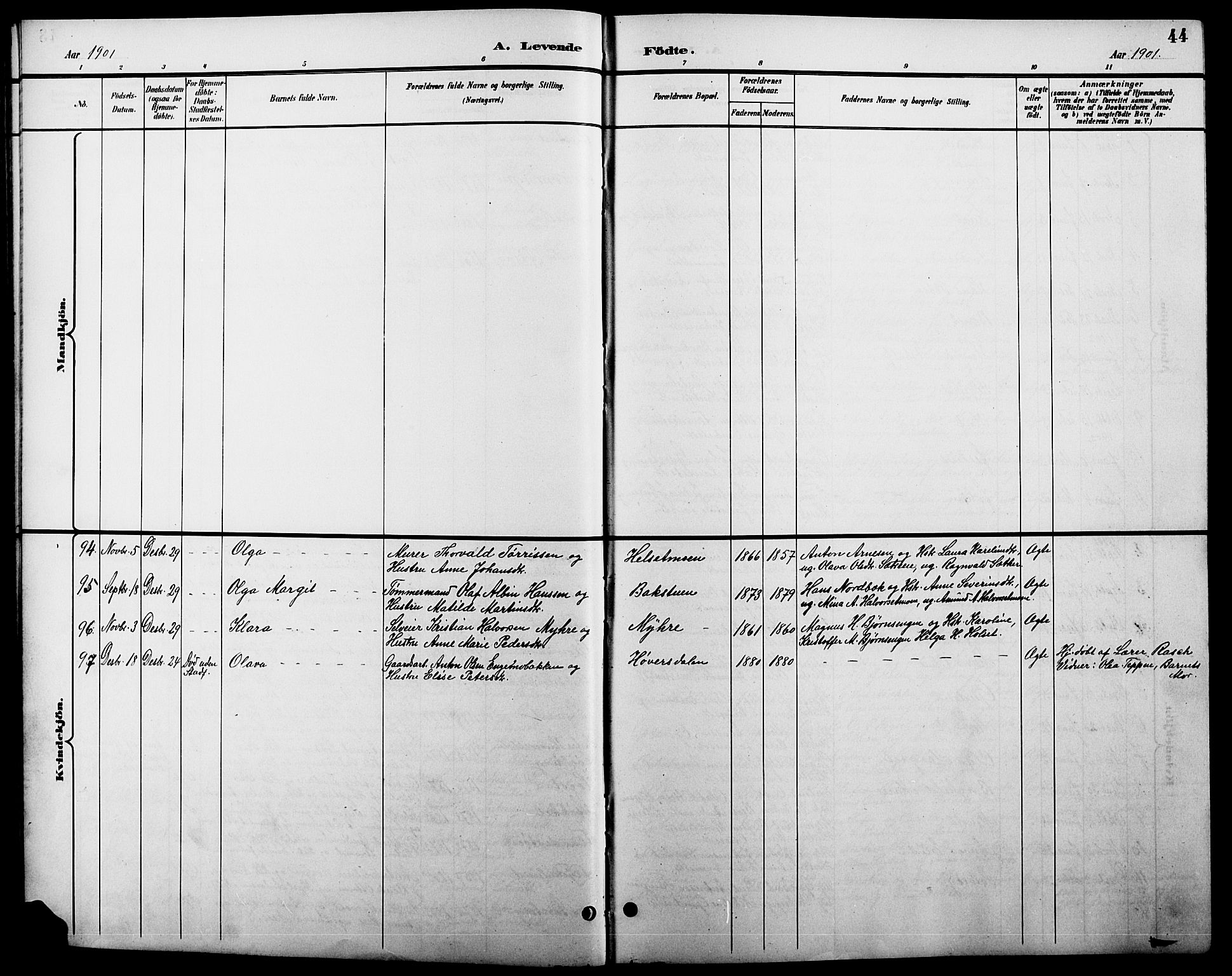 Elverum prestekontor, AV/SAH-PREST-044/H/Ha/Hab/L0005: Parish register (copy) no. 5, 1896-1915, p. 44