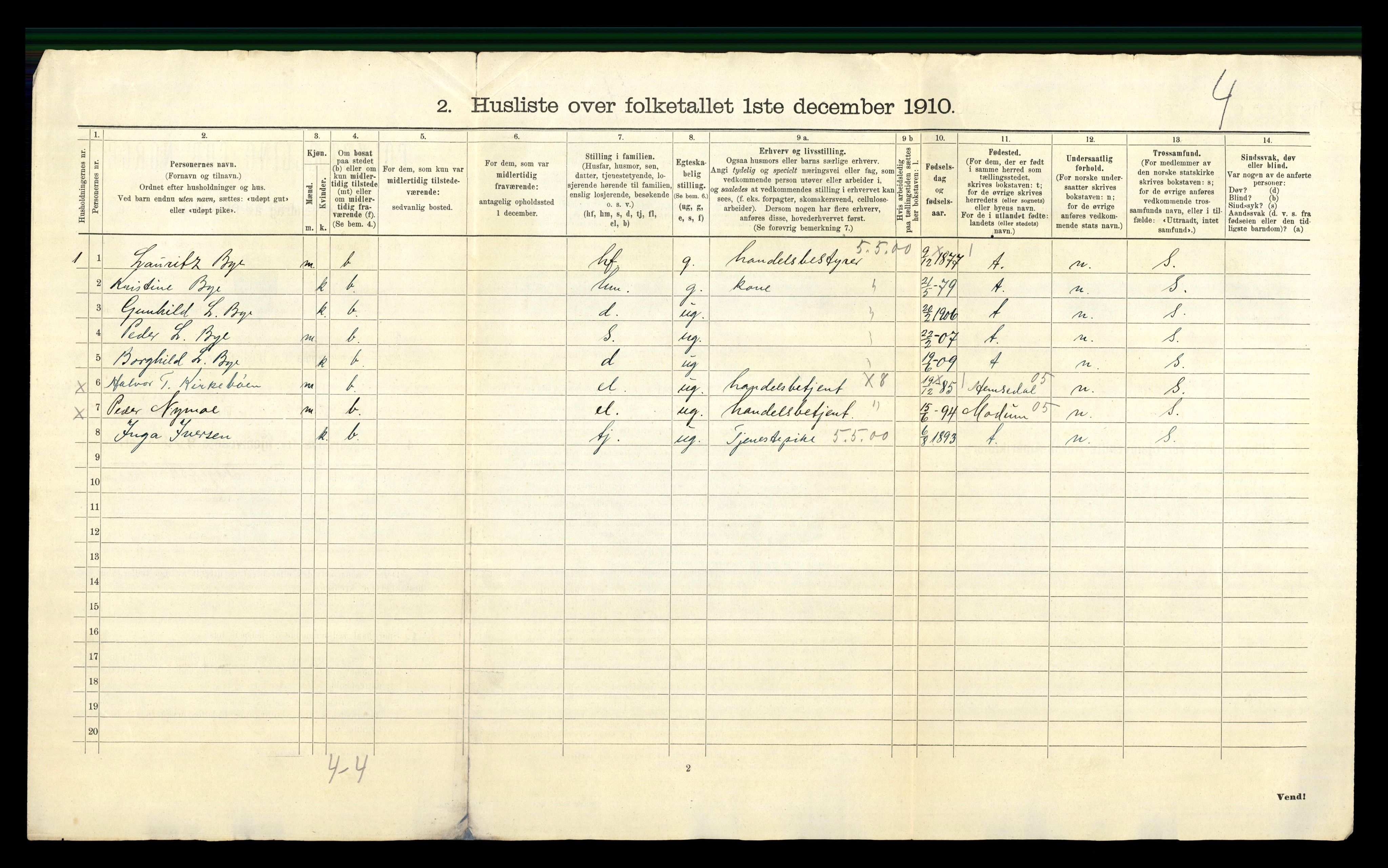 RA, 1910 census for Sigdal, 1910, p. 53