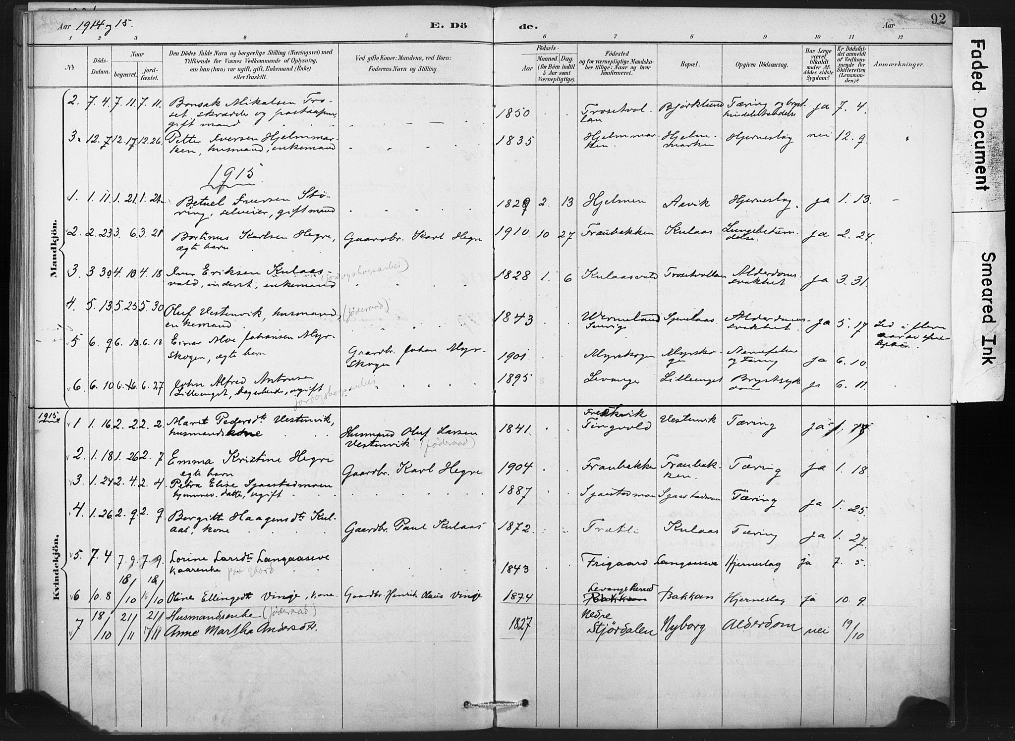 Ministerialprotokoller, klokkerbøker og fødselsregistre - Nord-Trøndelag, SAT/A-1458/718/L0175: Parish register (official) no. 718A01, 1890-1923, p. 92