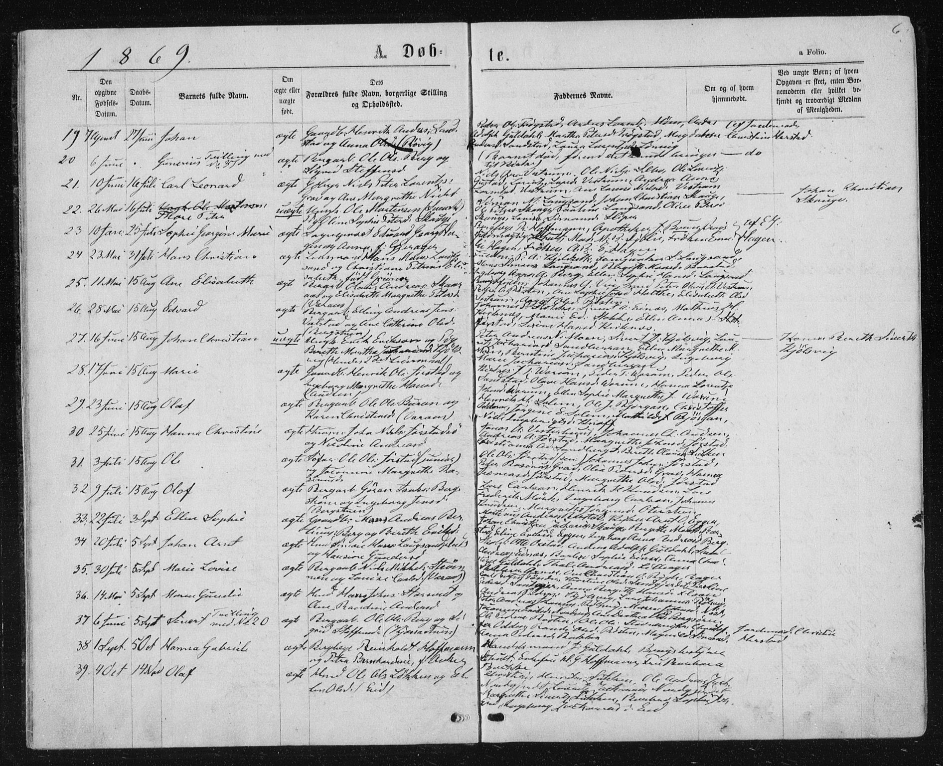 Ministerialprotokoller, klokkerbøker og fødselsregistre - Nord-Trøndelag, SAT/A-1458/722/L0219: Parish register (official) no. 722A06, 1868-1880, p. 6
