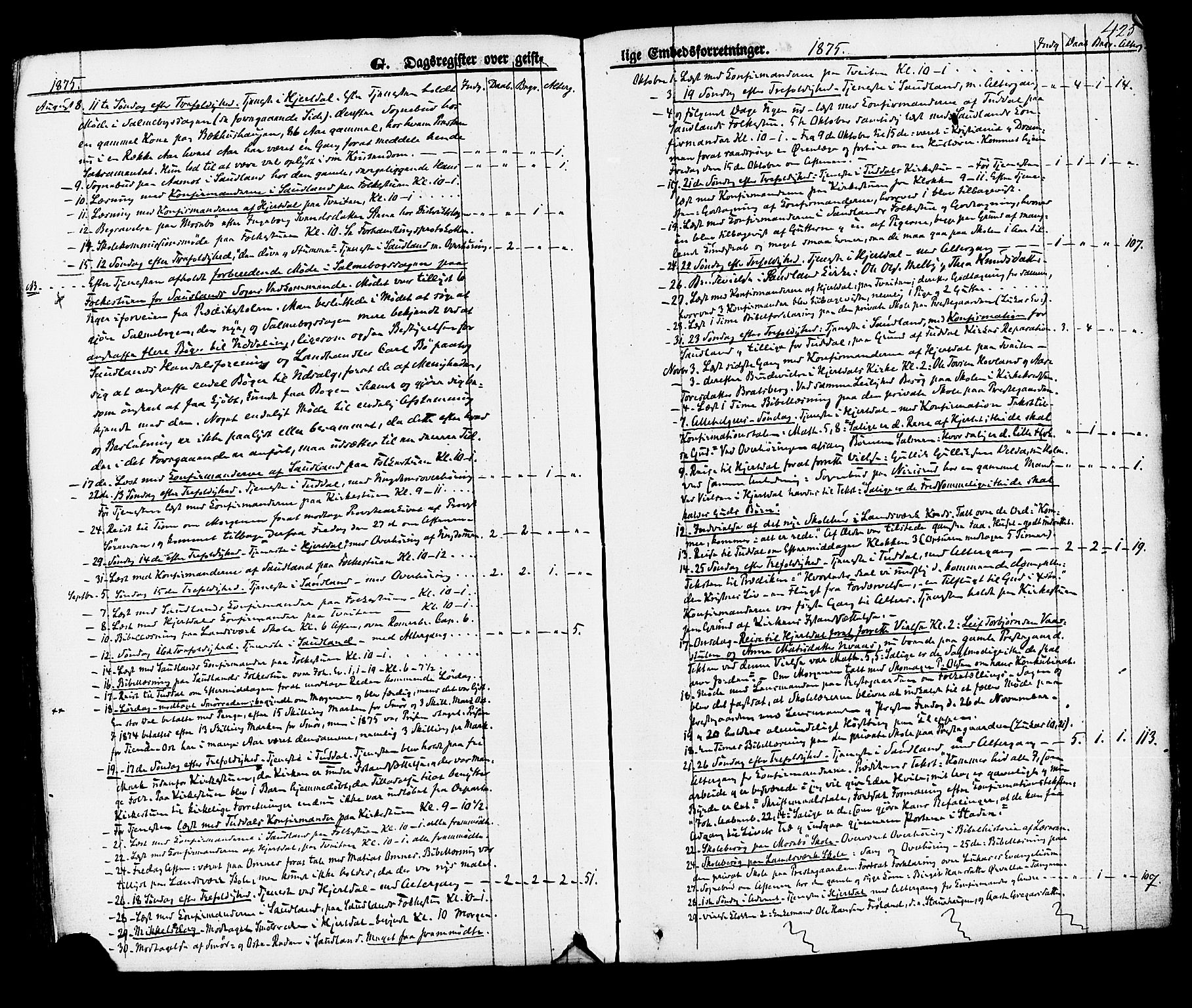 Hjartdal kirkebøker, SAKO/A-270/F/Fa/L0009: Parish register (official) no. I 9, 1860-1879, p. 425