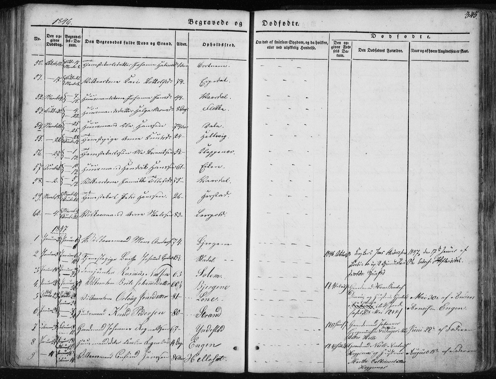 Fjaler sokneprestembete, AV/SAB-A-79801/H/Haa/Haaa/L0006: Parish register (official) no. A 6, 1835-1884, p. 345