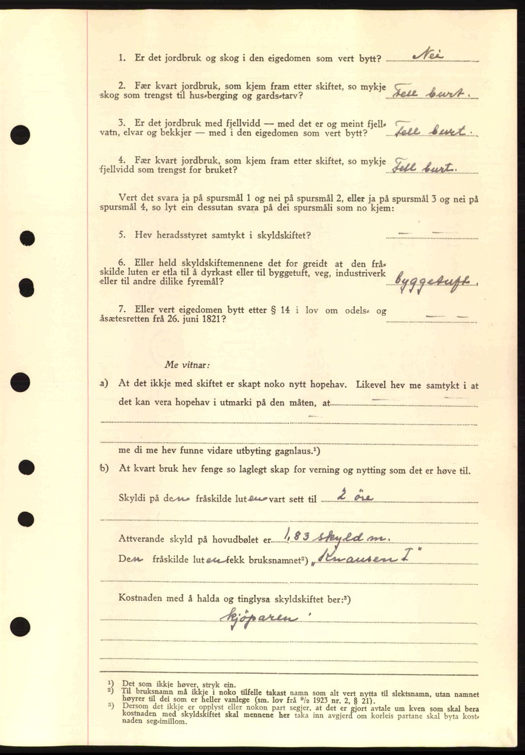 Nordre Sunnmøre sorenskriveri, SAT/A-0006/1/2/2C/2Ca: Mortgage book no. A11, 1941-1941, Diary no: : 1530/1941