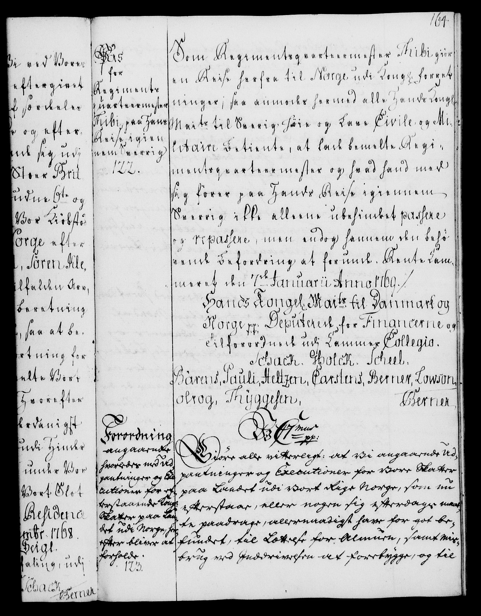 Rentekammeret, Kammerkanselliet, RA/EA-3111/G/Gg/Gga/L0008: Norsk ekspedisjonsprotokoll med register (merket RK 53.8), 1768-1771, p. 164