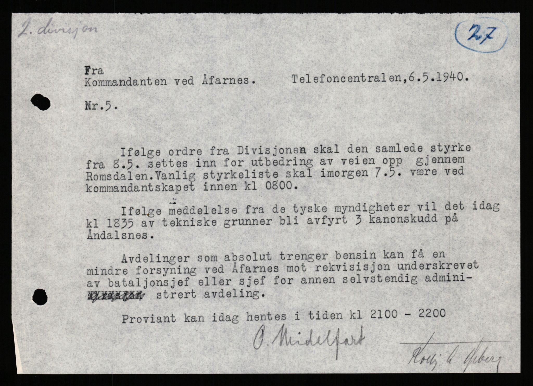 Forsvaret, Forsvarets krigshistoriske avdeling, AV/RA-RAFA-2017/Y/Yb/L0063: II-C-11-200  -  2. Divisjon., 1940, p. 717