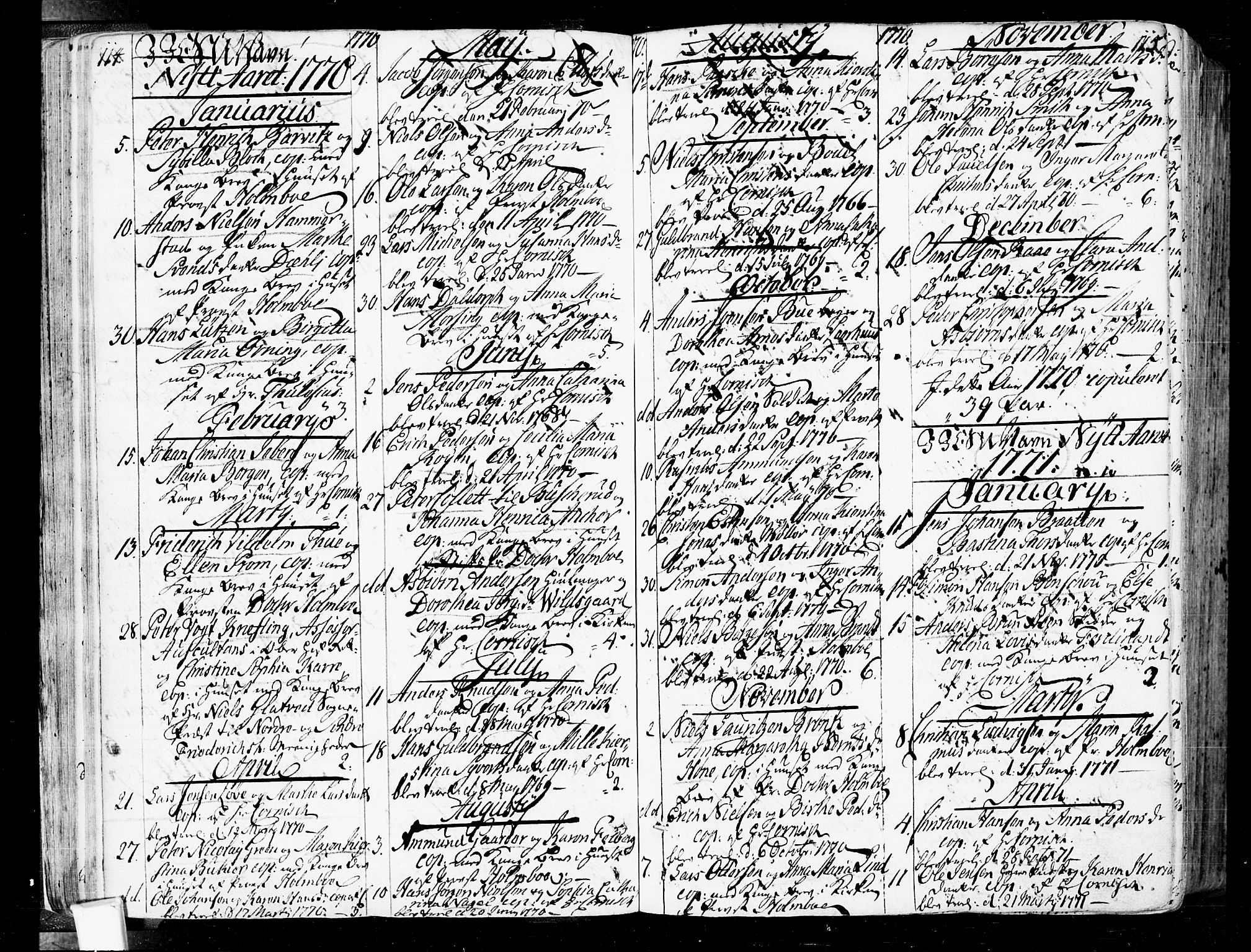 Oslo domkirke Kirkebøker, SAO/A-10752/F/Fa/L0004: Parish register (official) no. 4, 1743-1786, p. 114-115