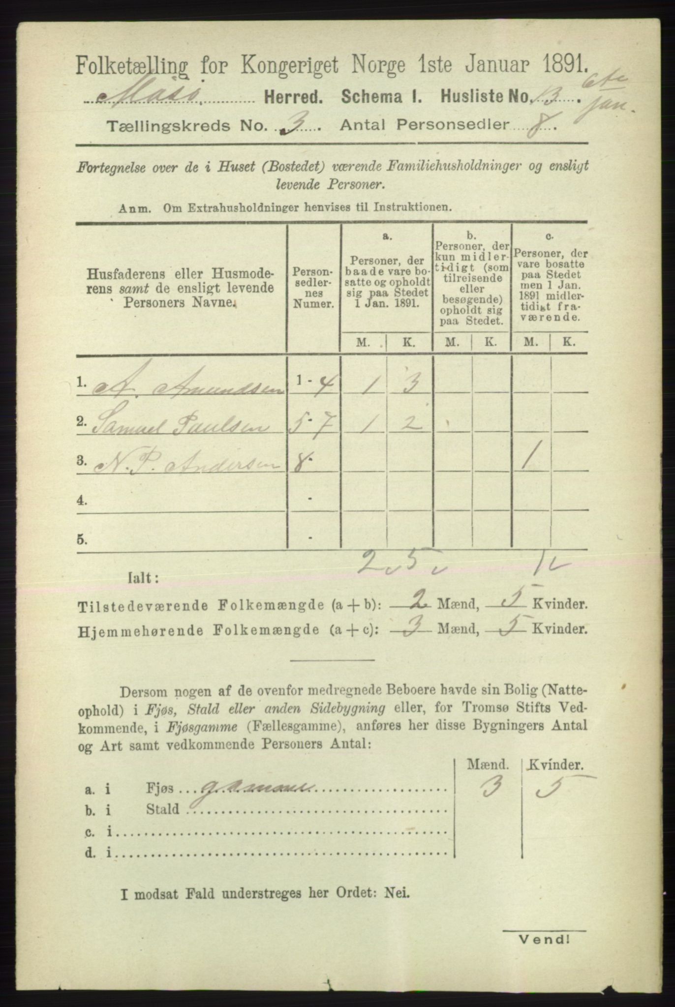 RA, 1891 census for 2018 Måsøy, 1891, p. 374