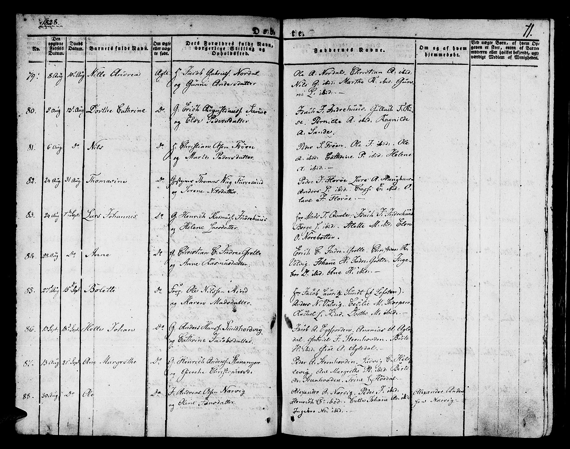 Kinn sokneprestembete, AV/SAB-A-80801/H/Haa/Haaa/L0004/0001: Parish register (official) no. A 4I, 1822-1840, p. 71