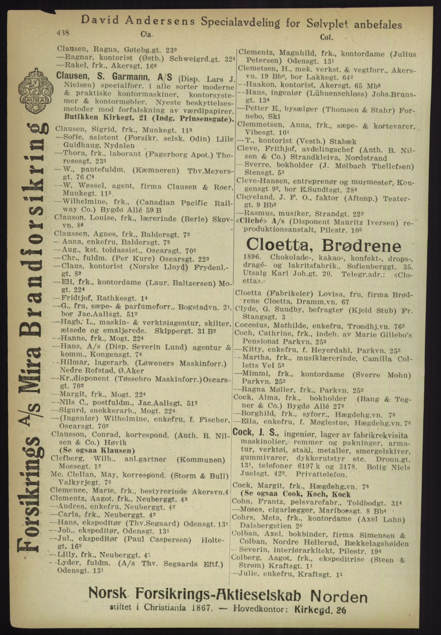 Kristiania/Oslo adressebok, PUBL/-, 1918, p. 463