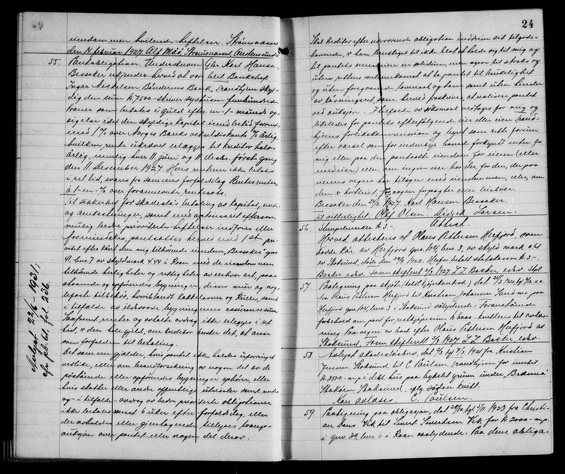 Fosen sorenskriveri, AV/SAT-A-1107/1/2/2C/L0064: Mortgage book no. 55, 1927-1930, p. 24