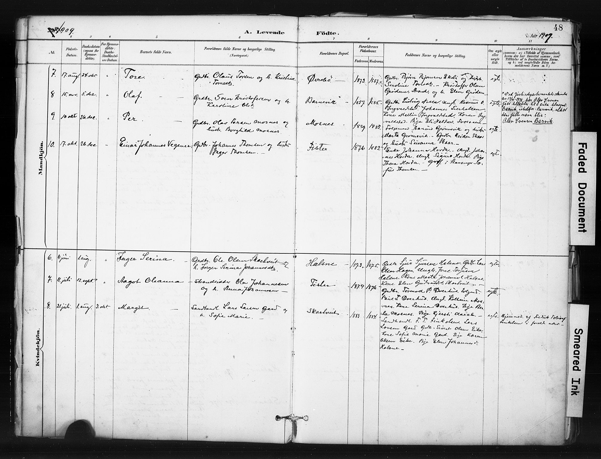 Hjelmeland sokneprestkontor, SAST/A-101843/01/IV/L0015: Parish register (official) no. A 15, 1887-1910, p. 48