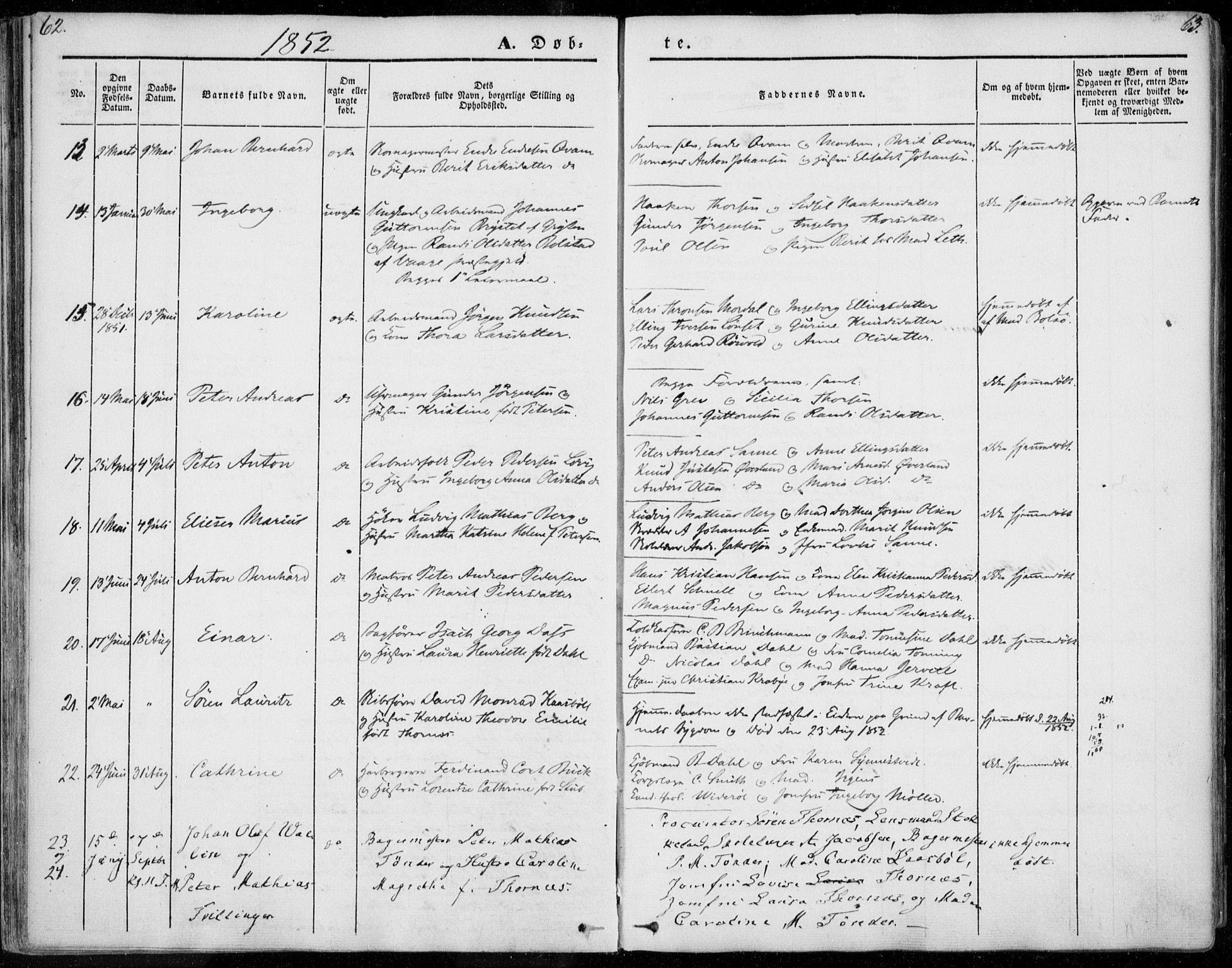 Ministerialprotokoller, klokkerbøker og fødselsregistre - Møre og Romsdal, AV/SAT-A-1454/558/L0689: Parish register (official) no. 558A03, 1843-1872, p. 62-63