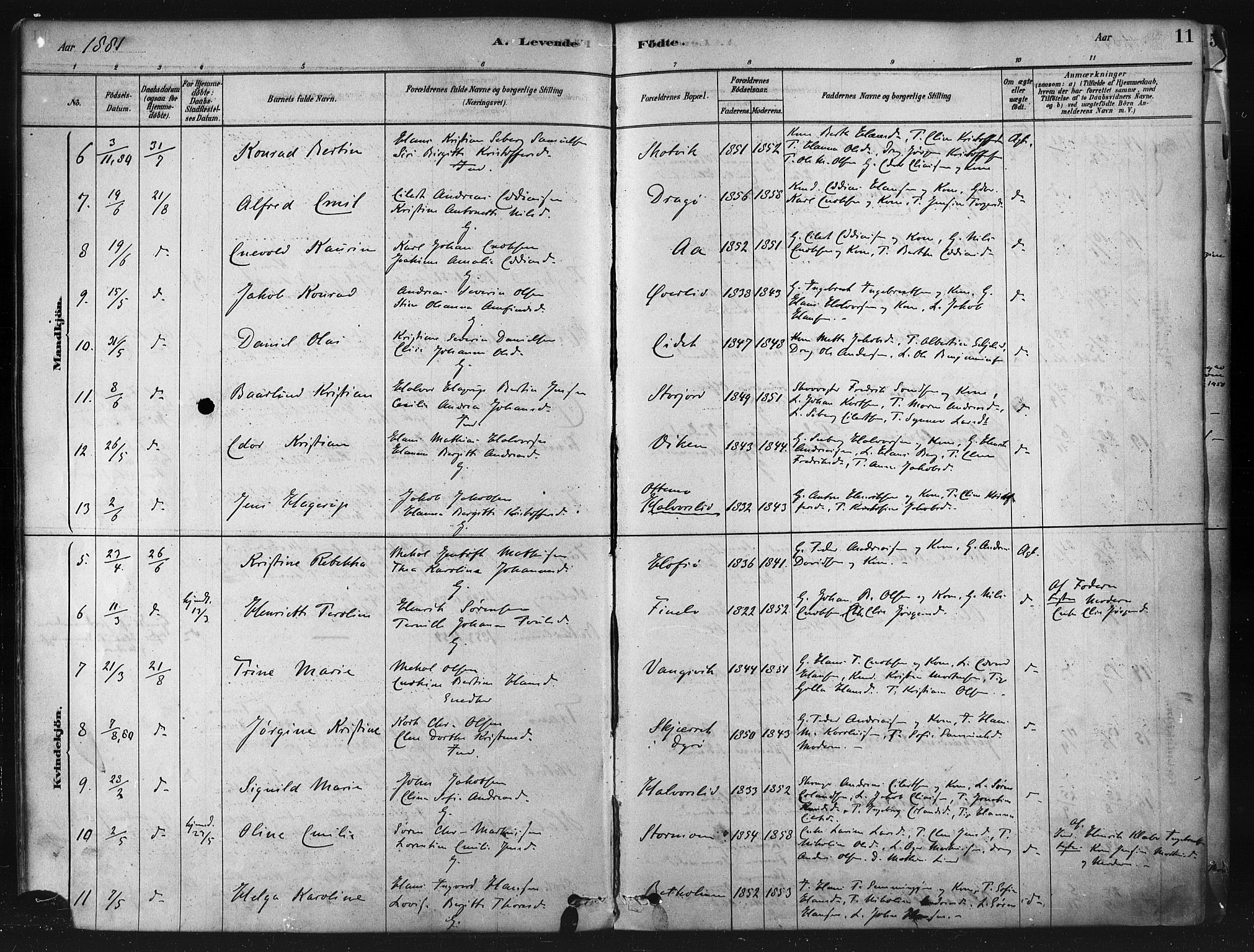 Tranøy sokneprestkontor, SATØ/S-1313/I/Ia/Iaa/L0009kirke: Parish register (official) no. 9, 1878-1904, p. 11
