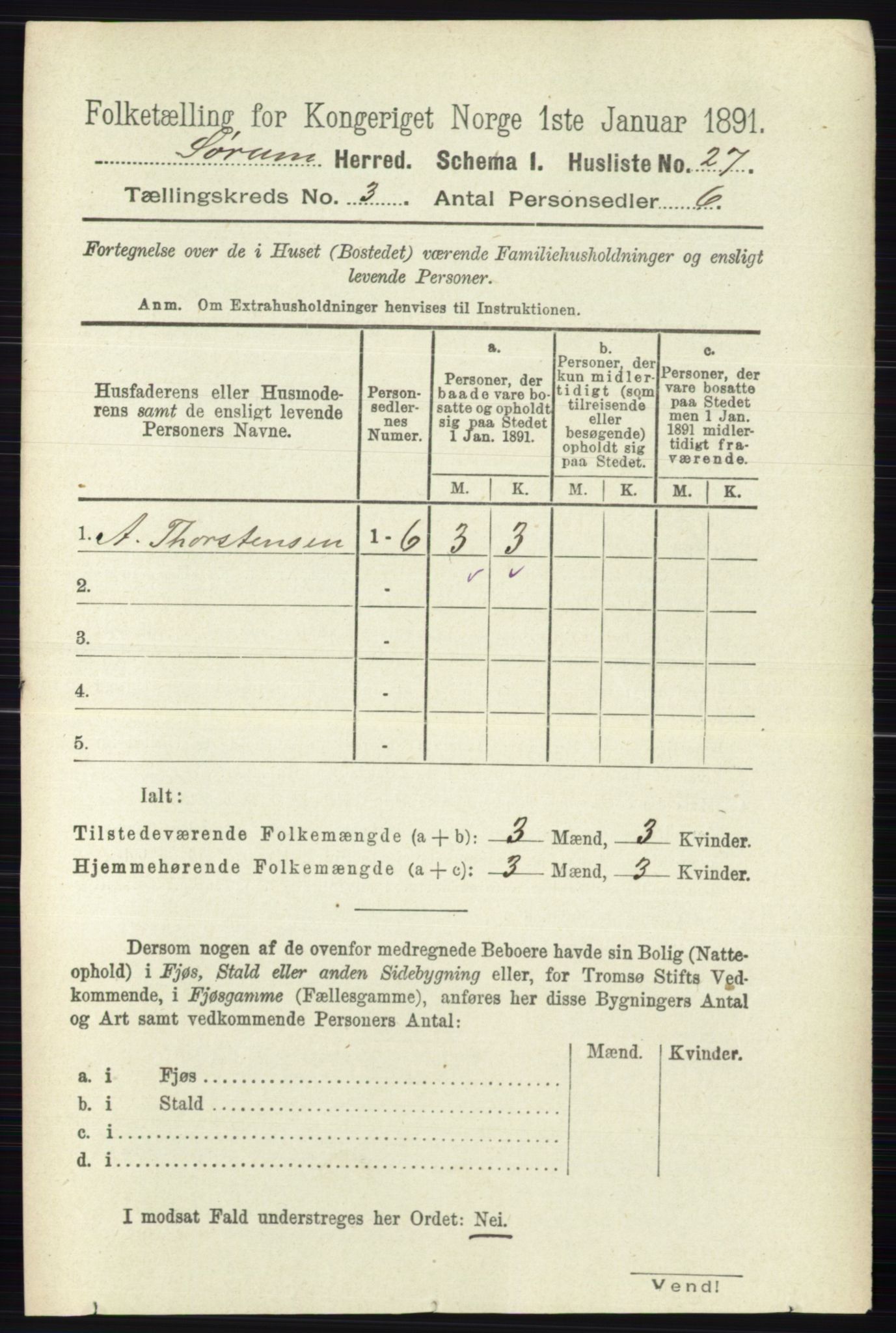 RA, 1891 census for 0226 Sørum, 1891, p. 1218