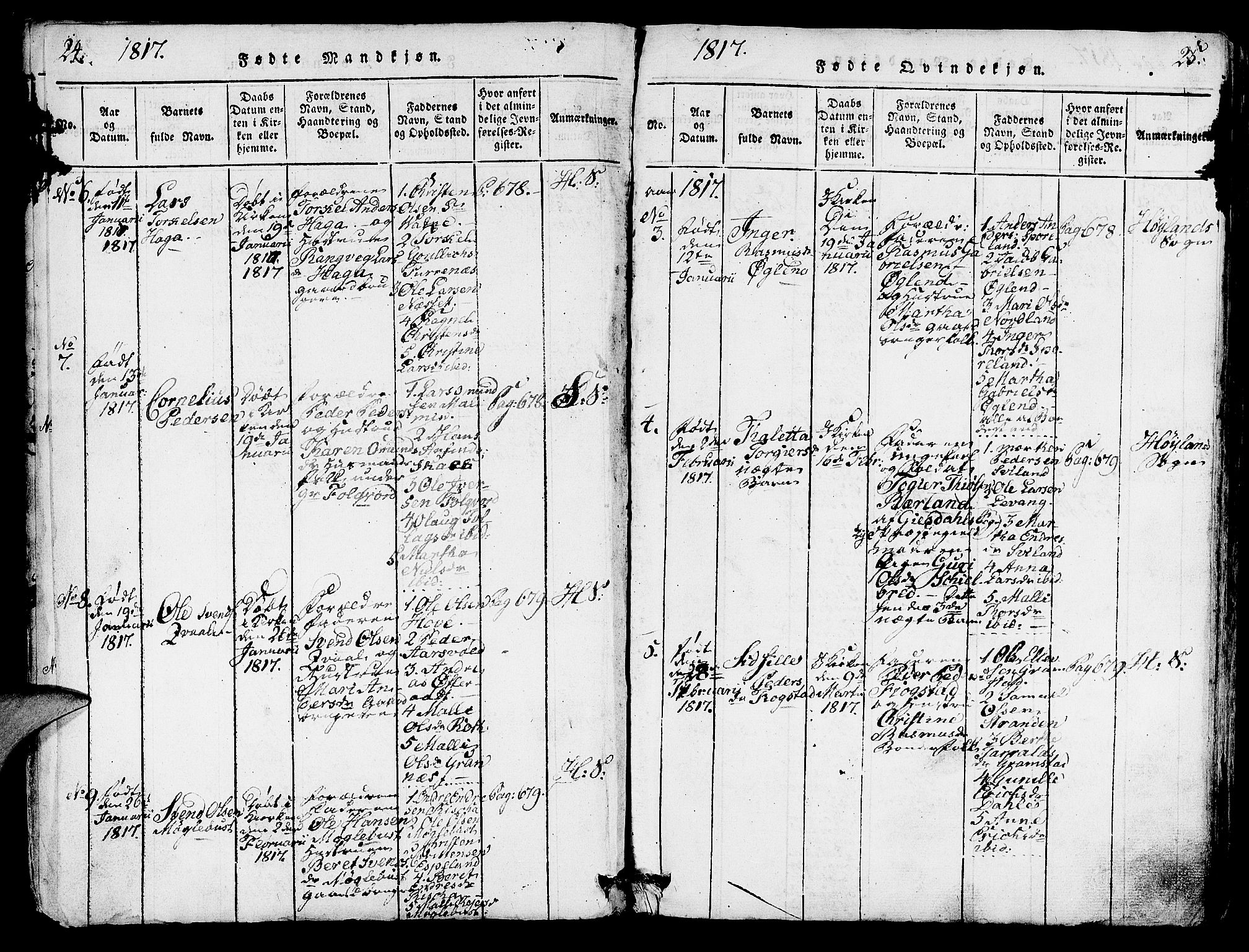 Høyland sokneprestkontor, SAST/A-101799/001/30BA/L0006: Parish register (official) no. A 6, 1815-1825, p. 24-25