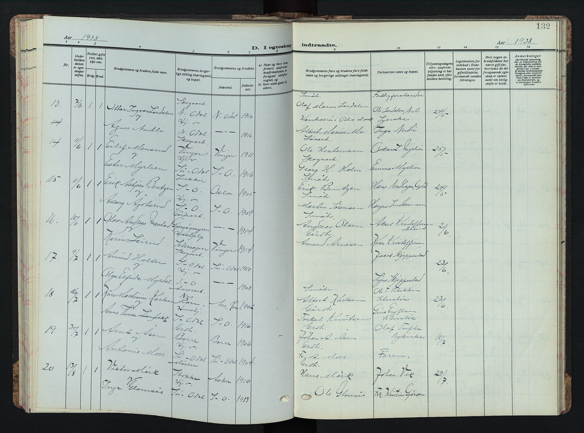 Sør-Odal prestekontor, AV/SAH-PREST-030/H/Ha/Hab/L0013: Parish register (copy) no. 13, 1933-1951, p. 132