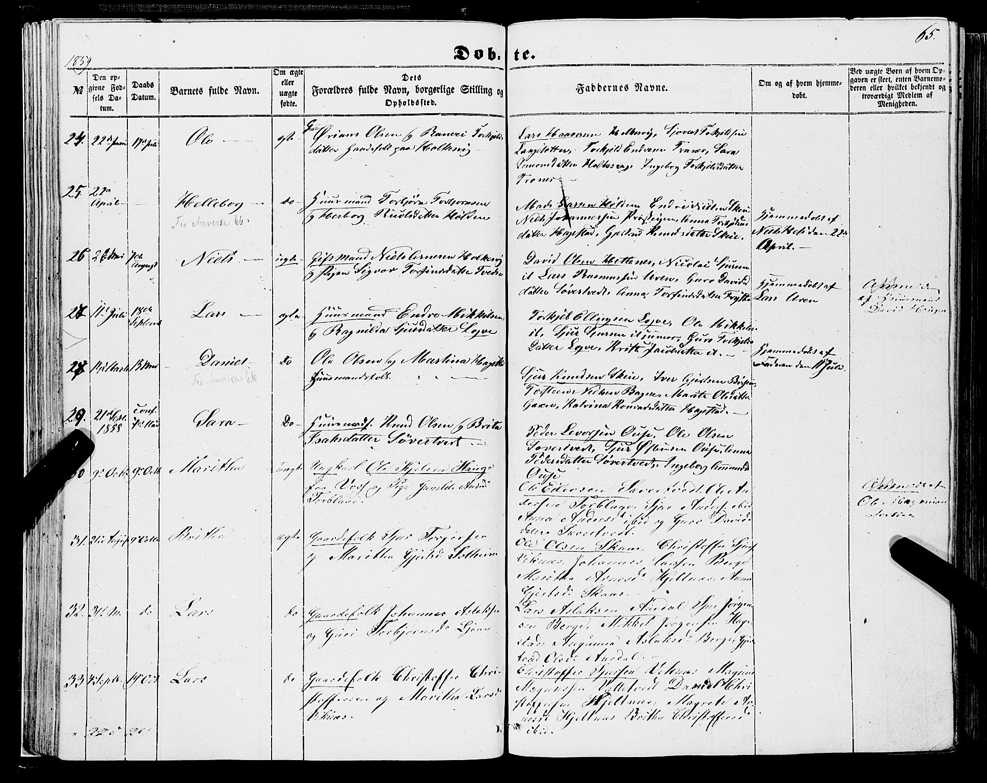 Ulvik sokneprestembete, AV/SAB-A-78801/H/Haa: Parish register (official) no. A 13, 1853-1863, p. 65