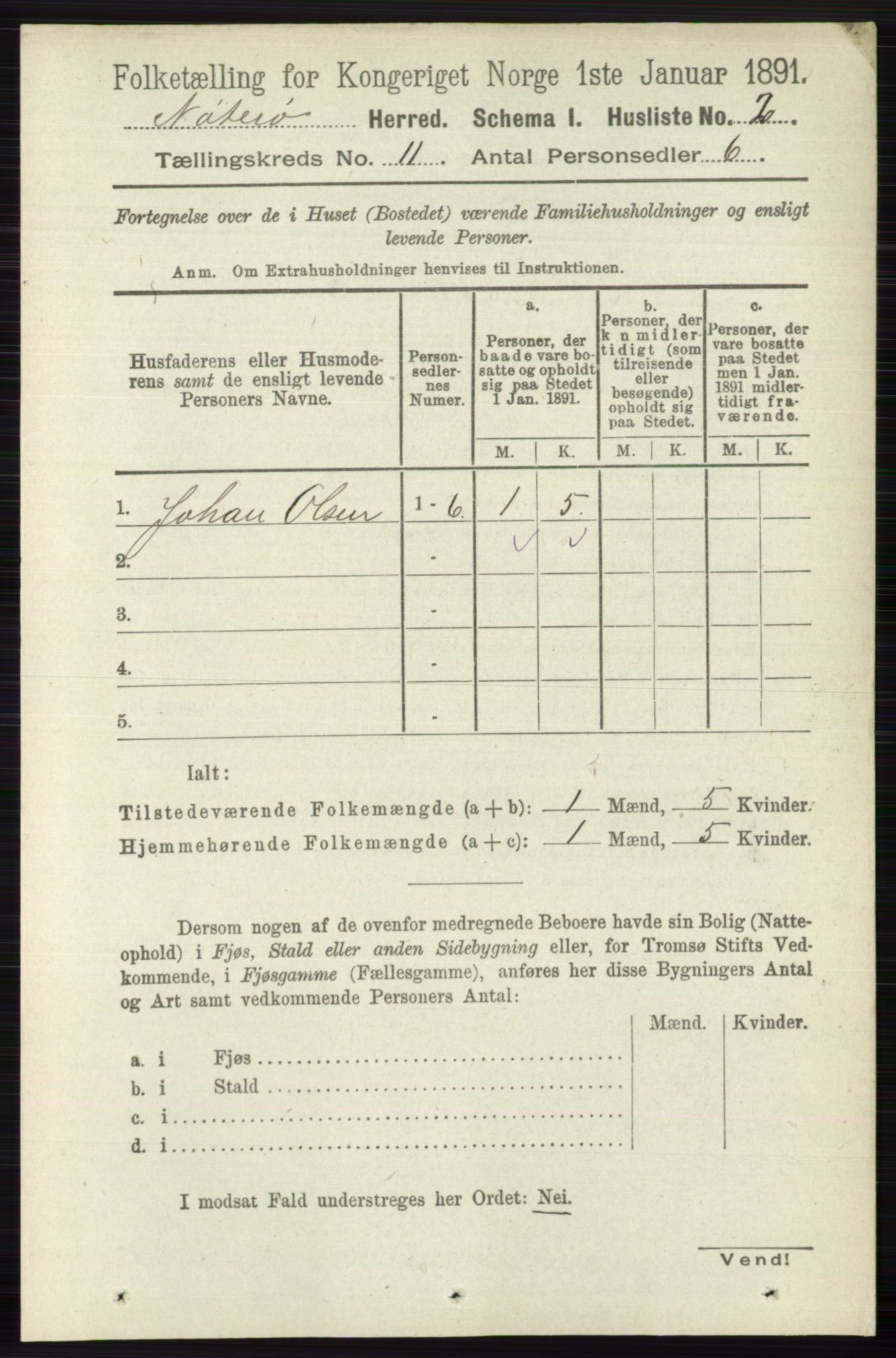RA, 1891 census for 0722 Nøtterøy, 1891, p. 5738