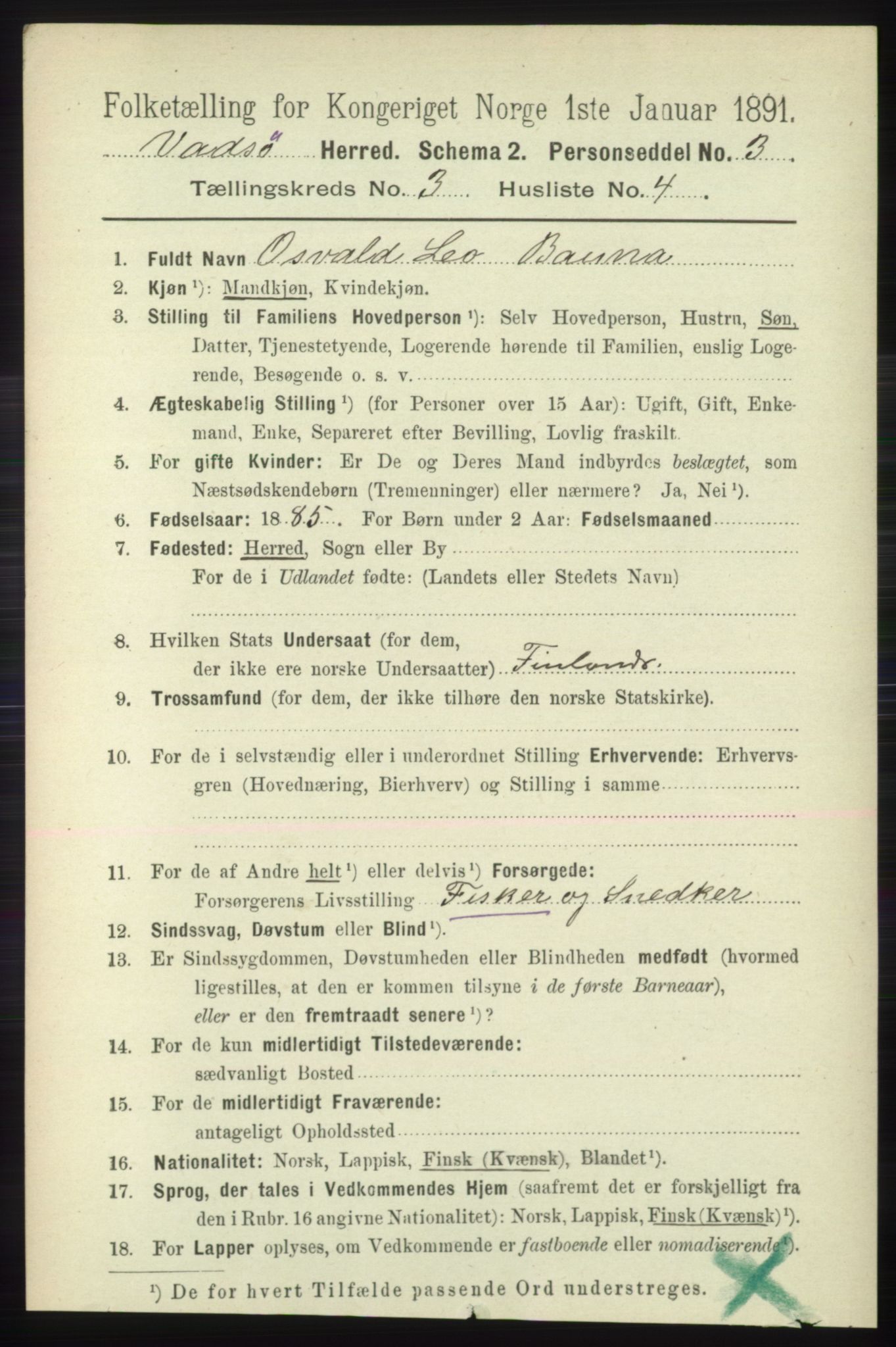 RA, 1891 census for 2029 Vadsø, 1891, p. 843