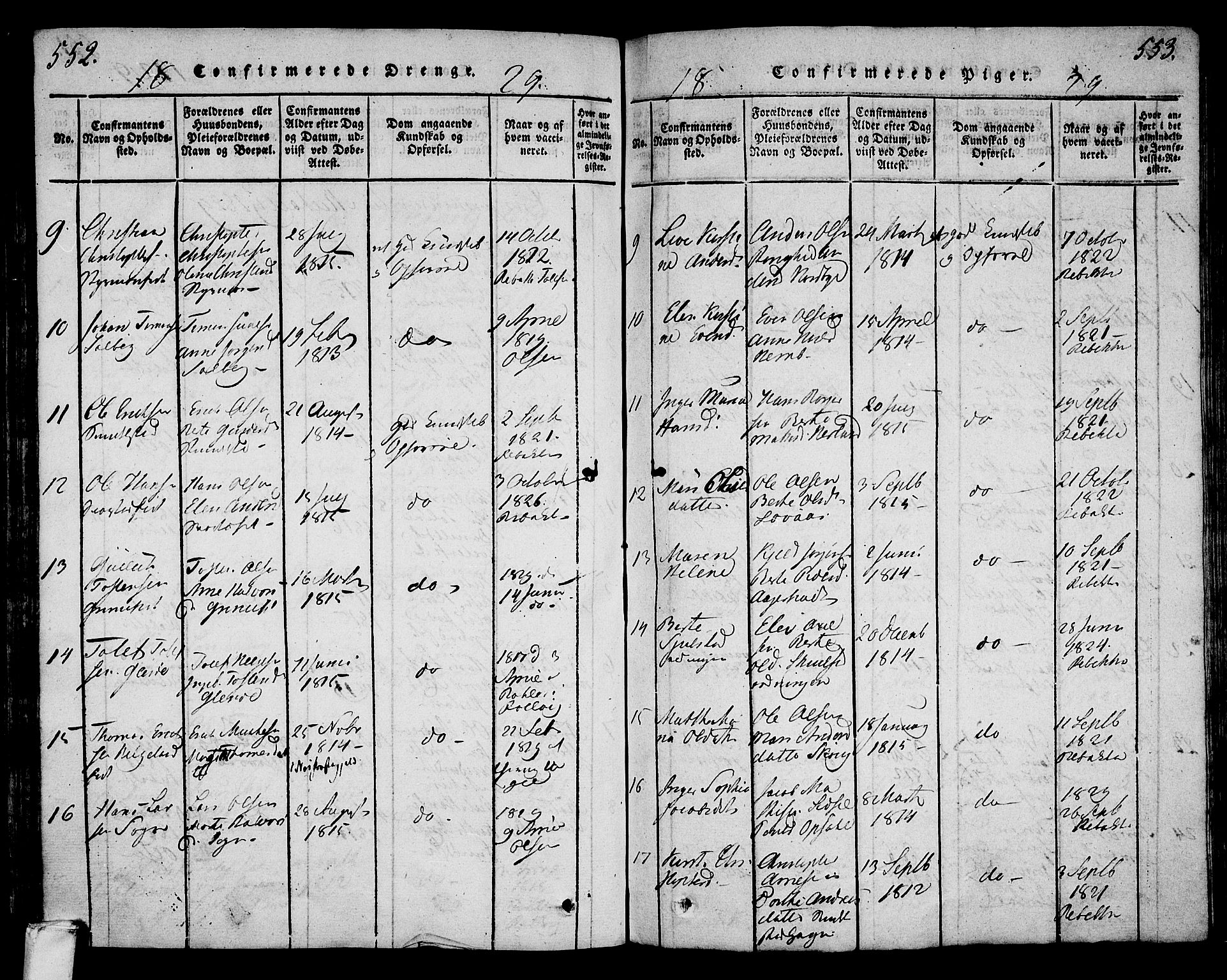 Lardal kirkebøker, AV/SAKO-A-350/F/Fa/L0005: Parish register (official) no. I 5, 1814-1835, p. 552-553