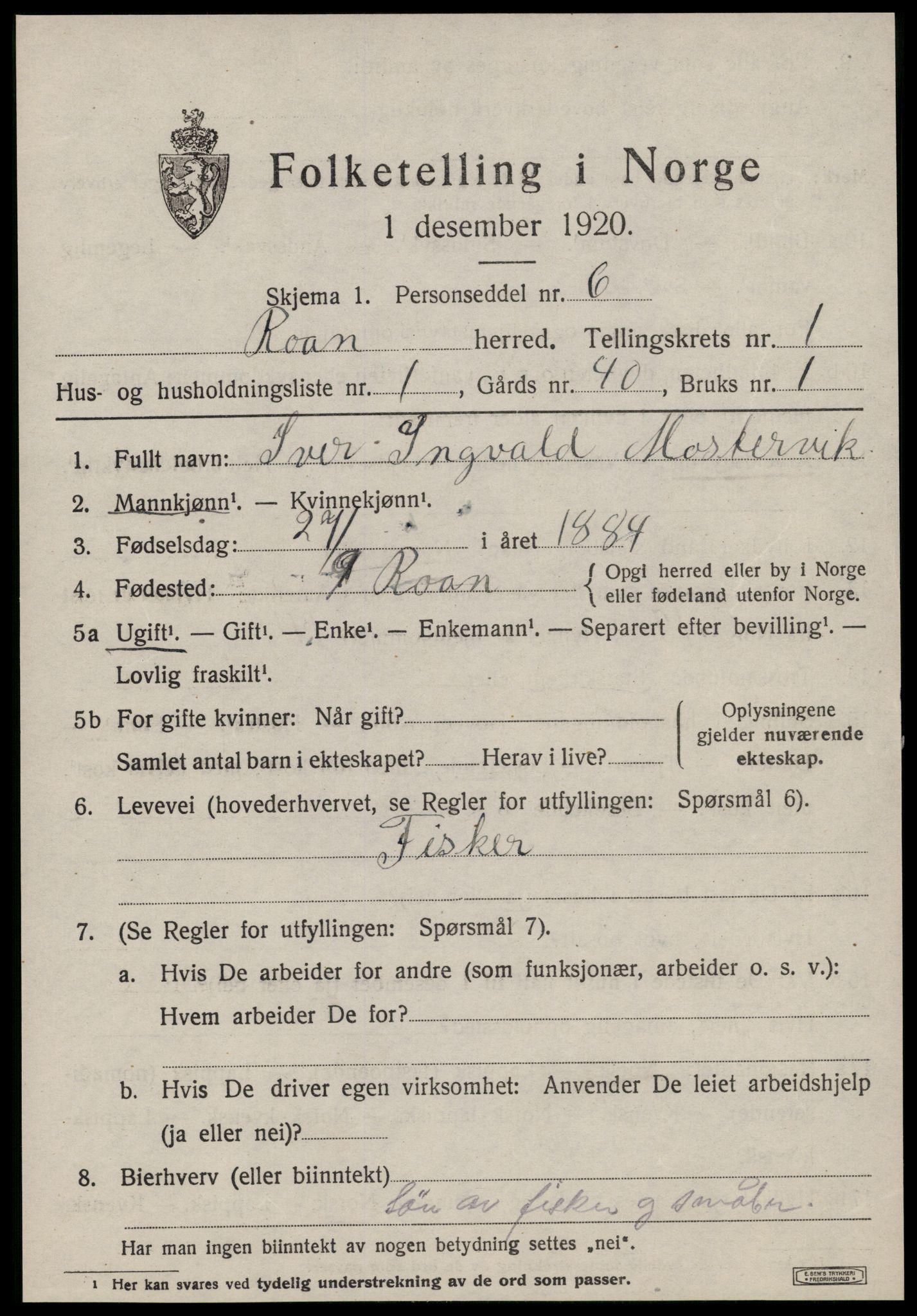 SAT, 1920 census for Roan, 1920, p. 813