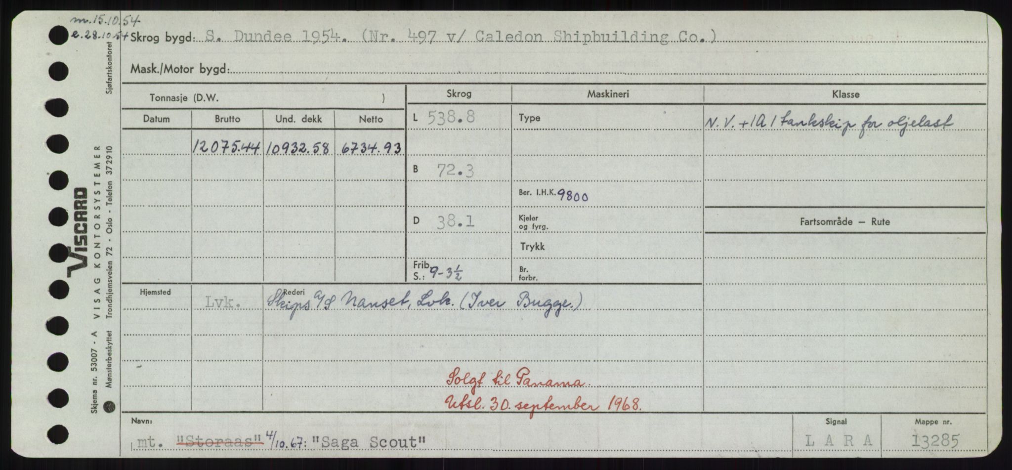 Sjøfartsdirektoratet med forløpere, Skipsmålingen, RA/S-1627/H/Hd/L0031: Fartøy, Rju-Sam, p. 529