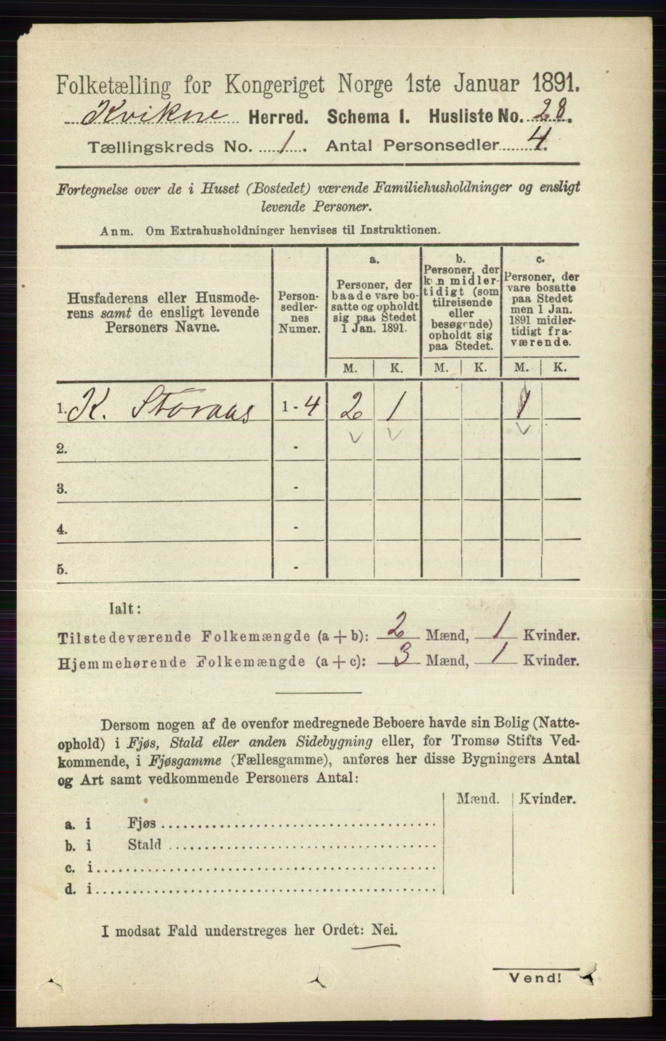 RA, 1891 census for 0440 Kvikne, 1891, p. 44