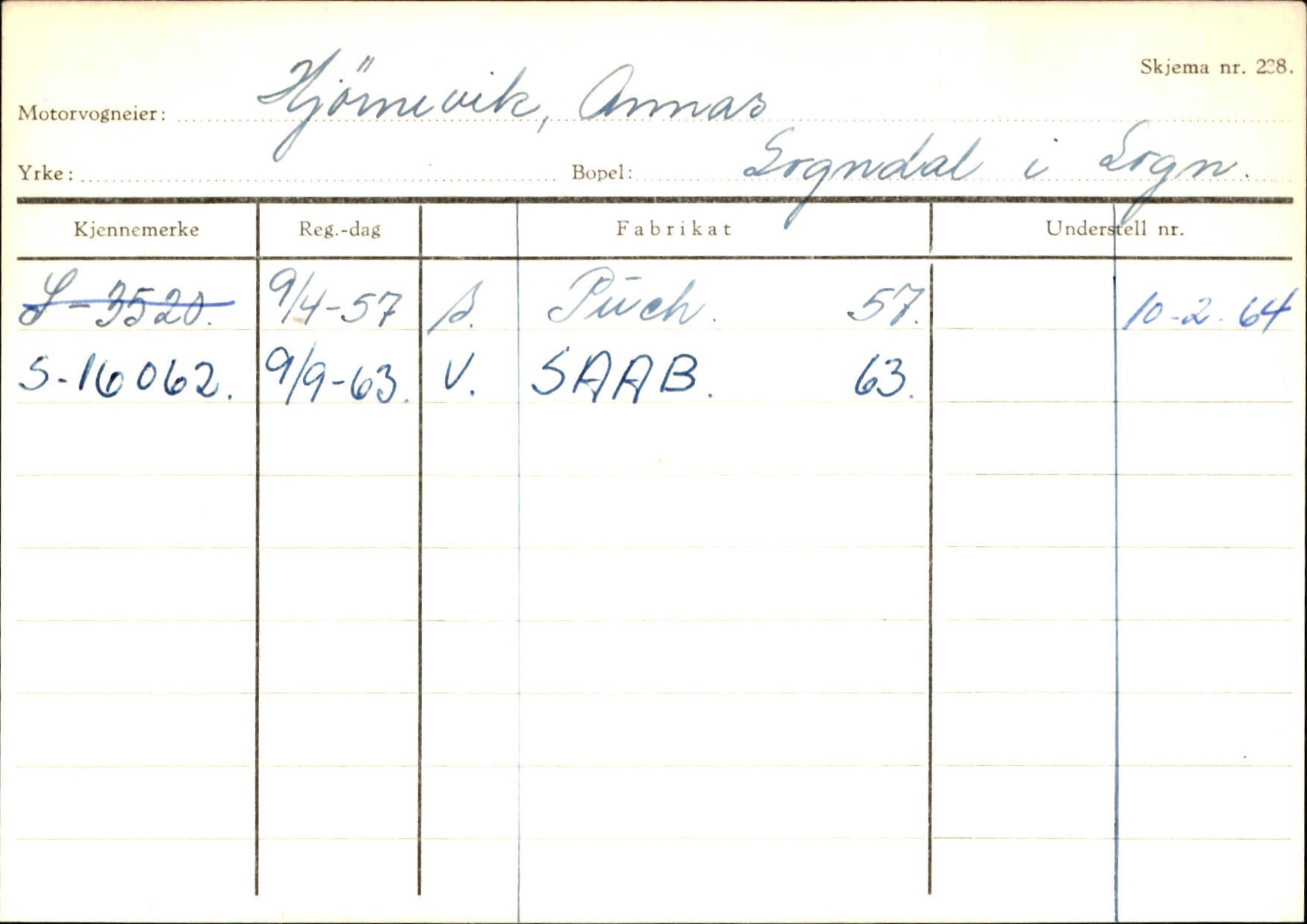 Statens vegvesen, Sogn og Fjordane vegkontor, AV/SAB-A-5301/4/F/L0124: Eigarregister Sogndal A-U, 1945-1975, p. 962