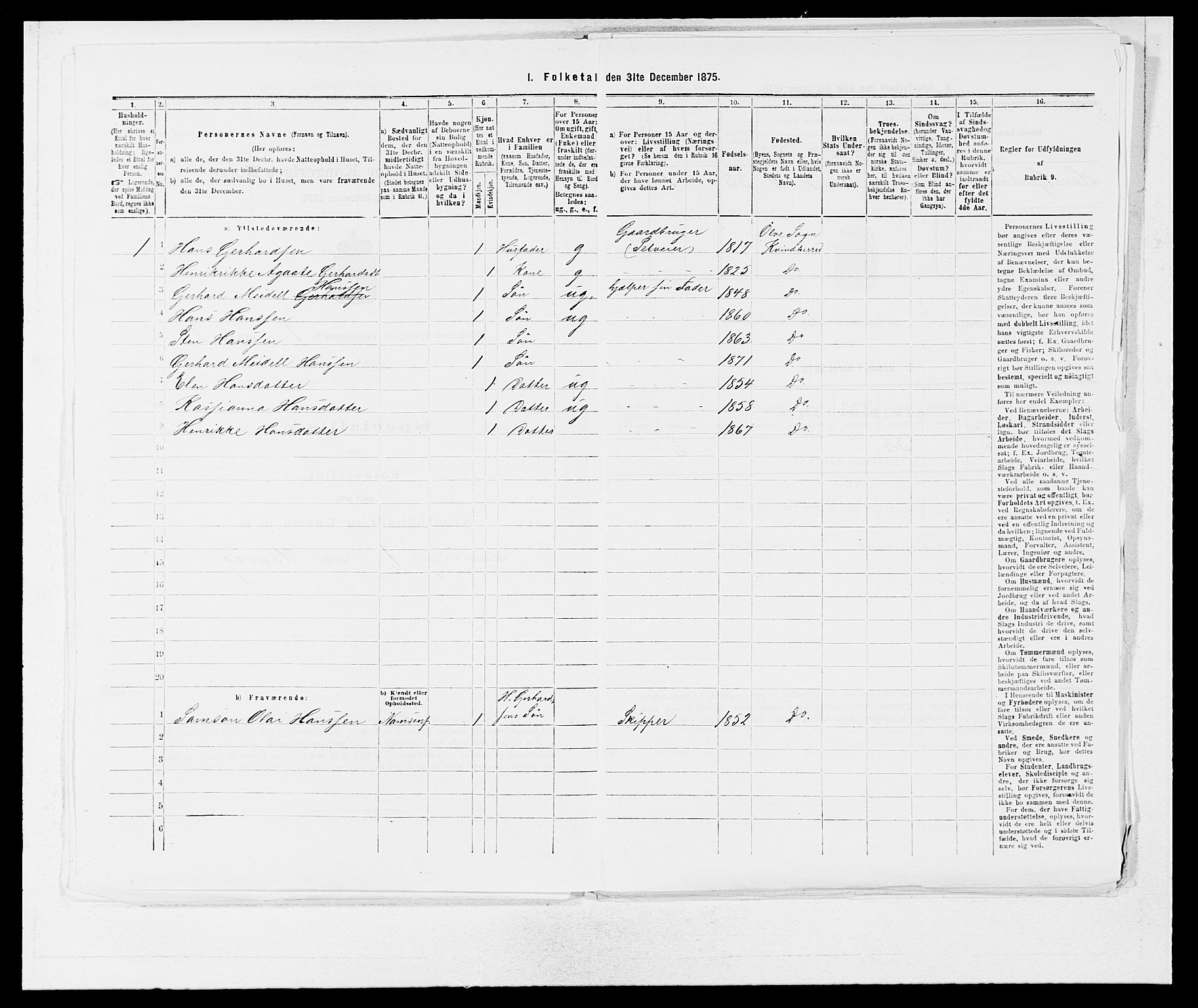 SAB, 1875 census for 1224P Kvinnherad, 1875, p. 52