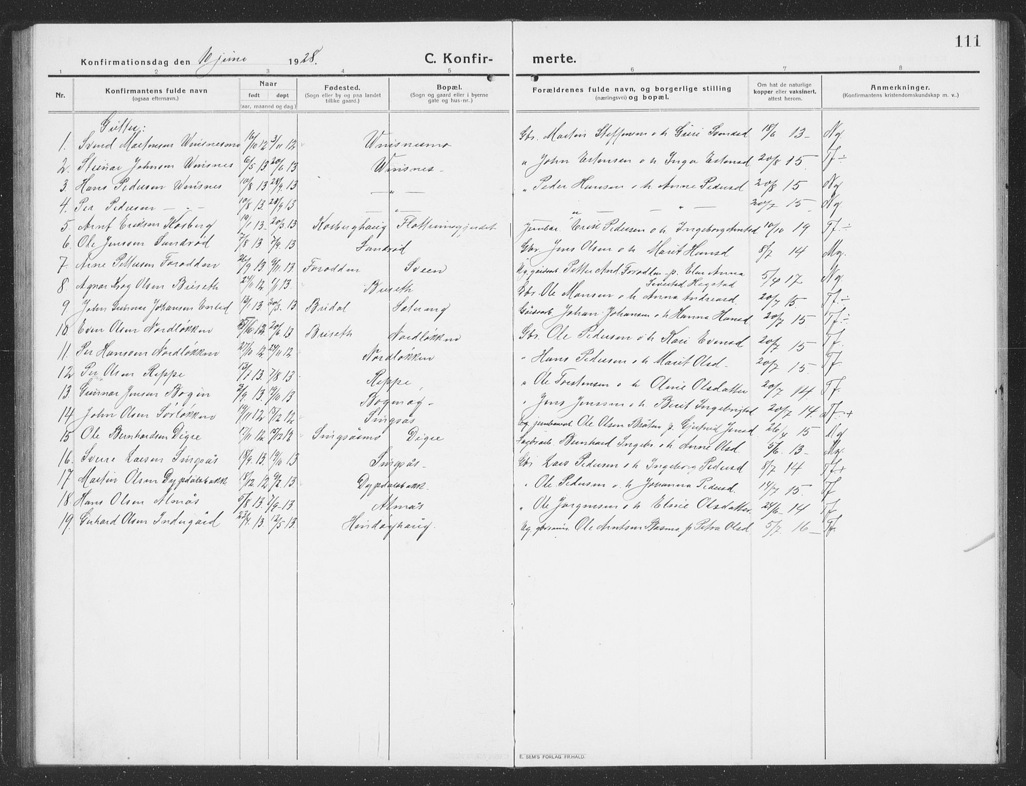 Ministerialprotokoller, klokkerbøker og fødselsregistre - Sør-Trøndelag, SAT/A-1456/688/L1030: Parish register (copy) no. 688C05, 1916-1939, p. 111