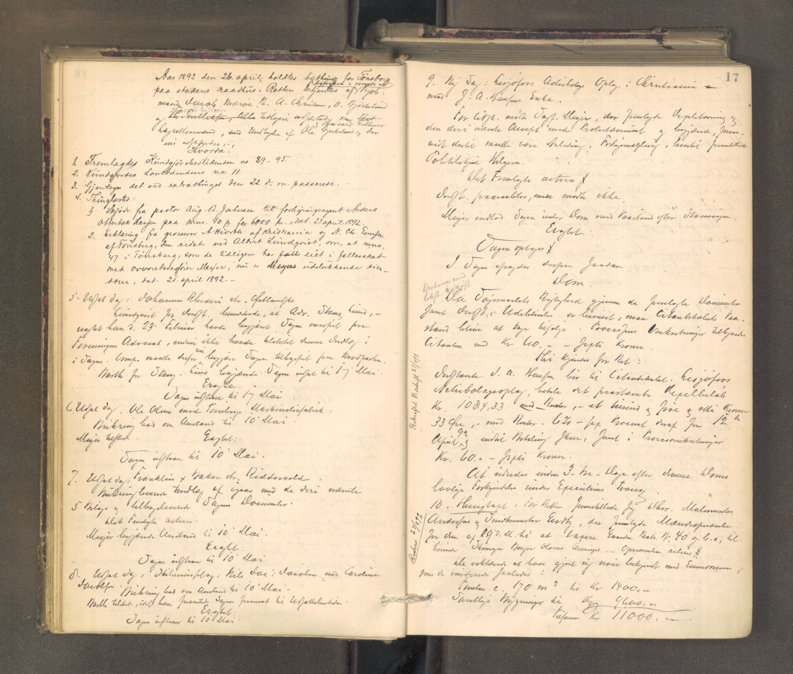 Tønsberg byfogd, AV/SAKO-A-224/F/Fa/L0032: Tingbok, 1892-1896, p. 16b-17a